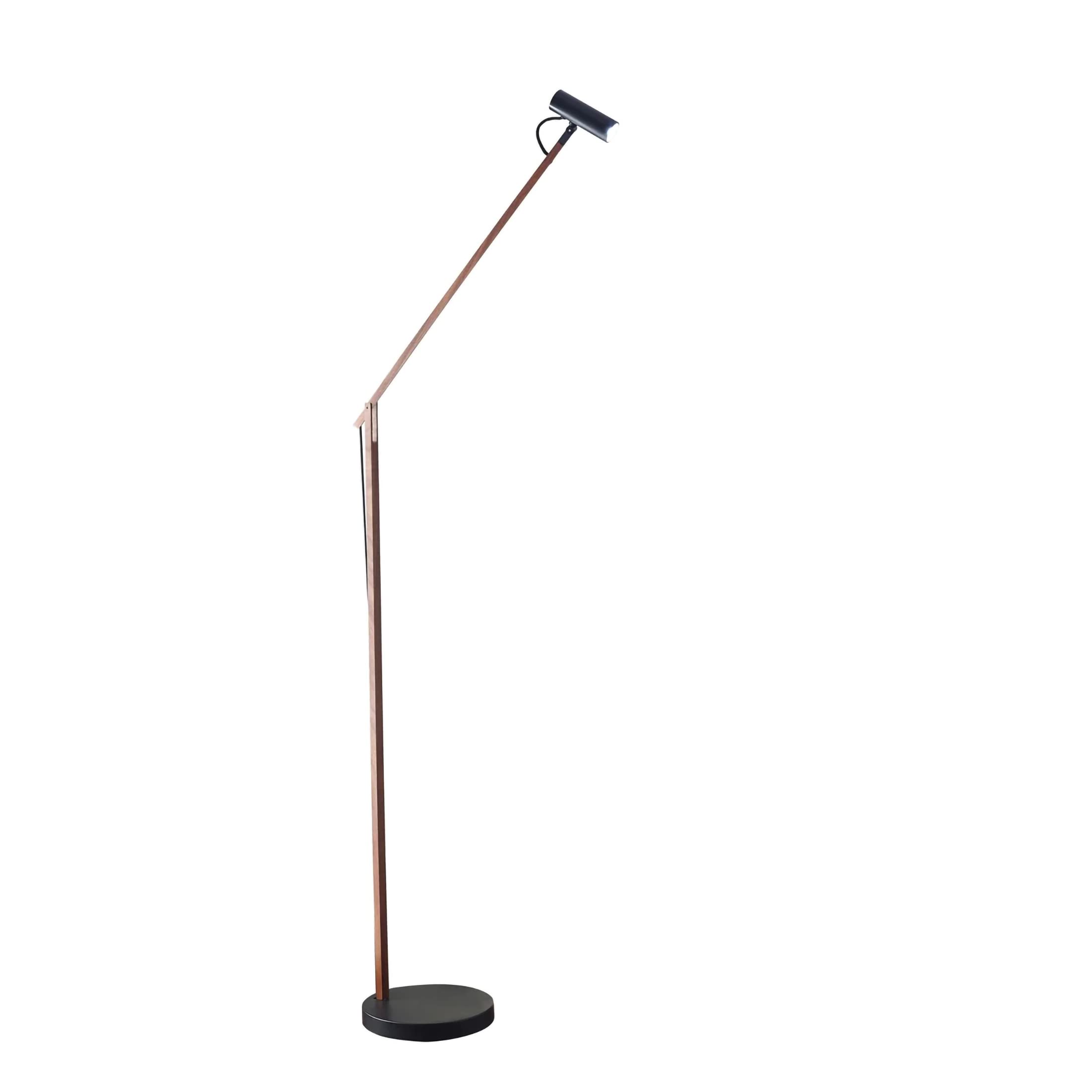ADS360 AD9101-15 Modern LED Floor Lamp with Adjustable Crane Design - Walnut & Black Finish for Living Room, Bedroom, or Office Lighting