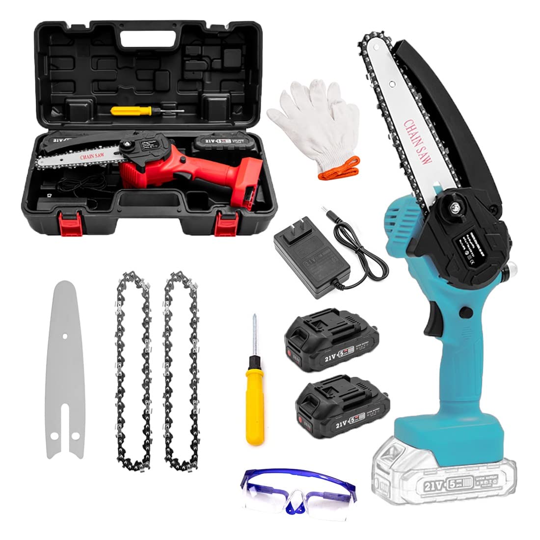 6 Inch Cordless Mini Chainsaw with Battery & Charger - Portable Electric Chain Saw for Gardening, Wood Cutting, Tree Pruning & Outdoor Camping | Lightweight & Powerful Handheld Chainsaw for DIY Projects & Yard Work