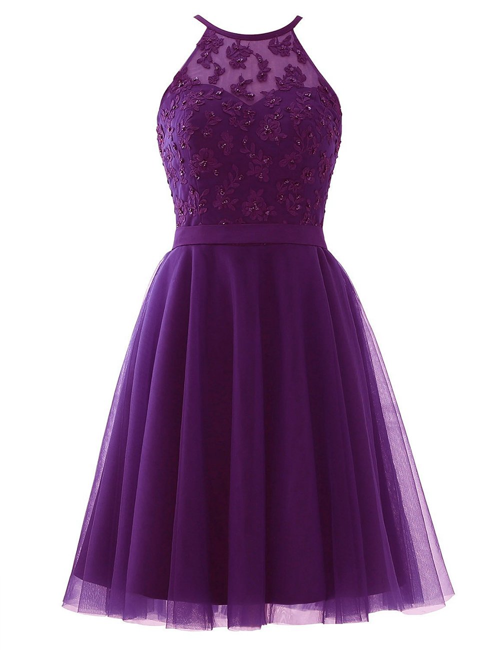 2018 Backless Beaded Prom Gown - Tulle Halter Homecoming Short Dress for Women | Perfect for Prom Night, Homecoming Dance & Special Occasions