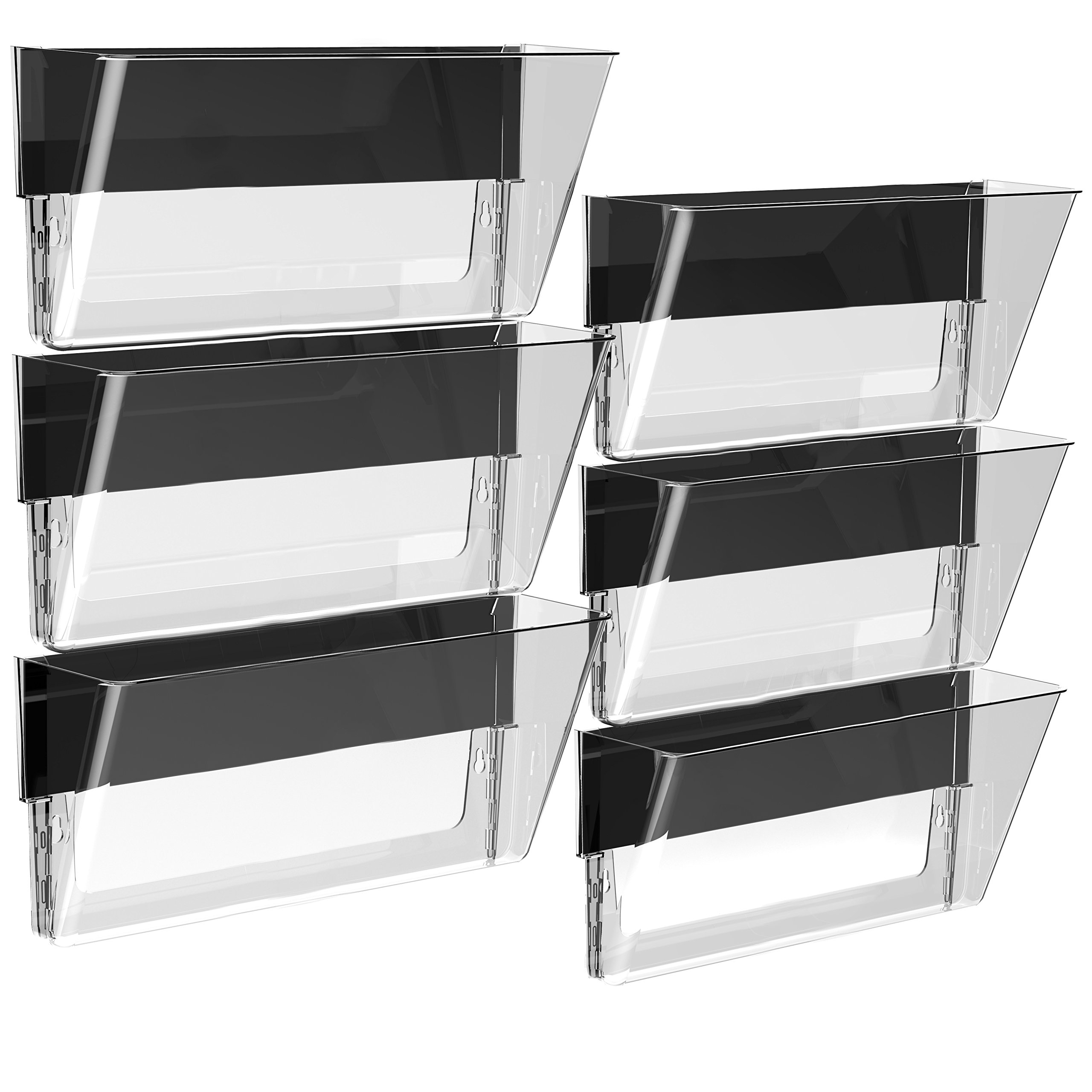 Storex Legal-Size Magnetic Wall Pocket – Heavy-Duty Plastic File Organizer with Strong Magnet Holds 5lbs, Clear 6-Pack (70240U06C) – Perfect for Office, Home, Classroom & Workshop Organization