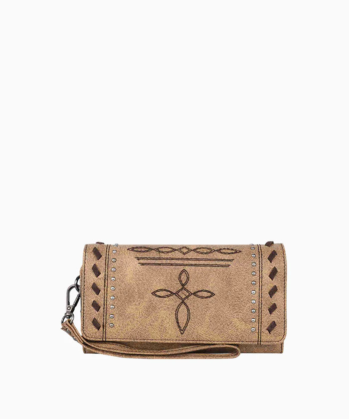 Montana West Whipstitch Studs Wallet for Women - Stylish Leather Bifold Wallet with Studded Accents - Perfect for Everyday Use, Travel & Gift Giving