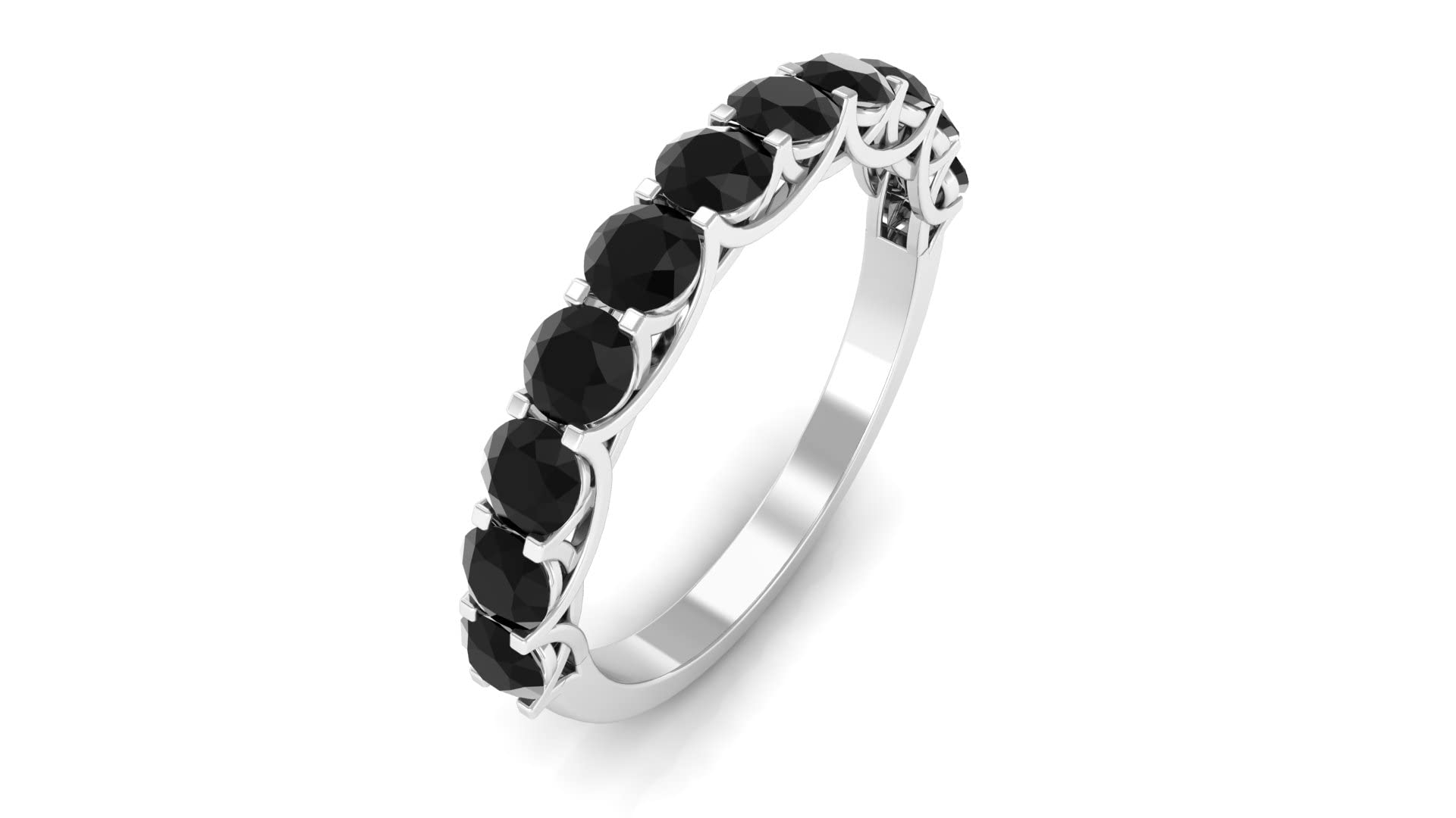 1 CT Black Onyx Half Eternity Ring for Women - 14K Solid Gold December Birthstone Ring - Elegant Black Onyx Semi Eternity Band - Perfect for Anniversary, Birthday & Special Occasion Gifts