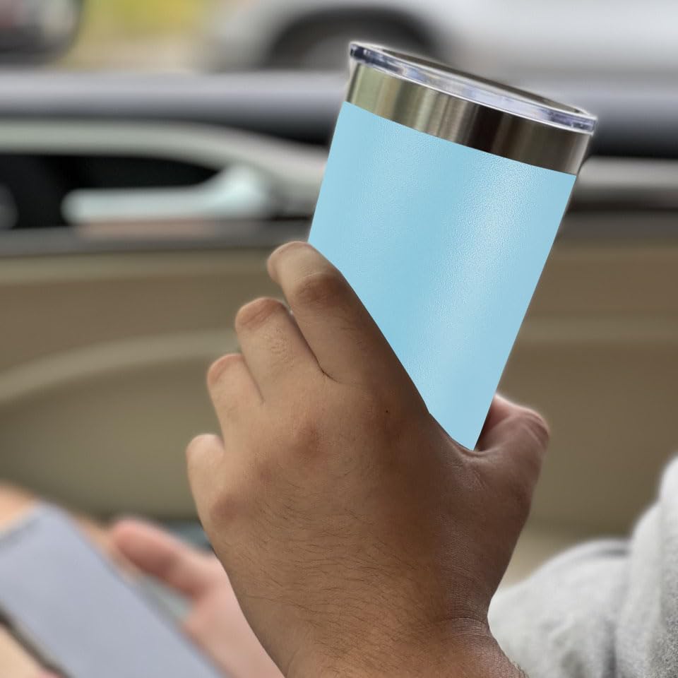 LaserGram 16oz Vacuum Insulated Stainless Steel Tumbler with Lid - Personalized Engraved Killer Whale Design in Light Blue - Keeps Drinks Hot/Cold for Hours - Perfect for Coffee, Tea, Beer & Outdoor Activities