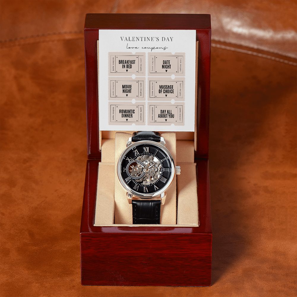 Valentine's Day Gifts for Husband - Elegant Openwork Men's Watch | Perfect Anniversary, Birthday & Romantic Occasion Present