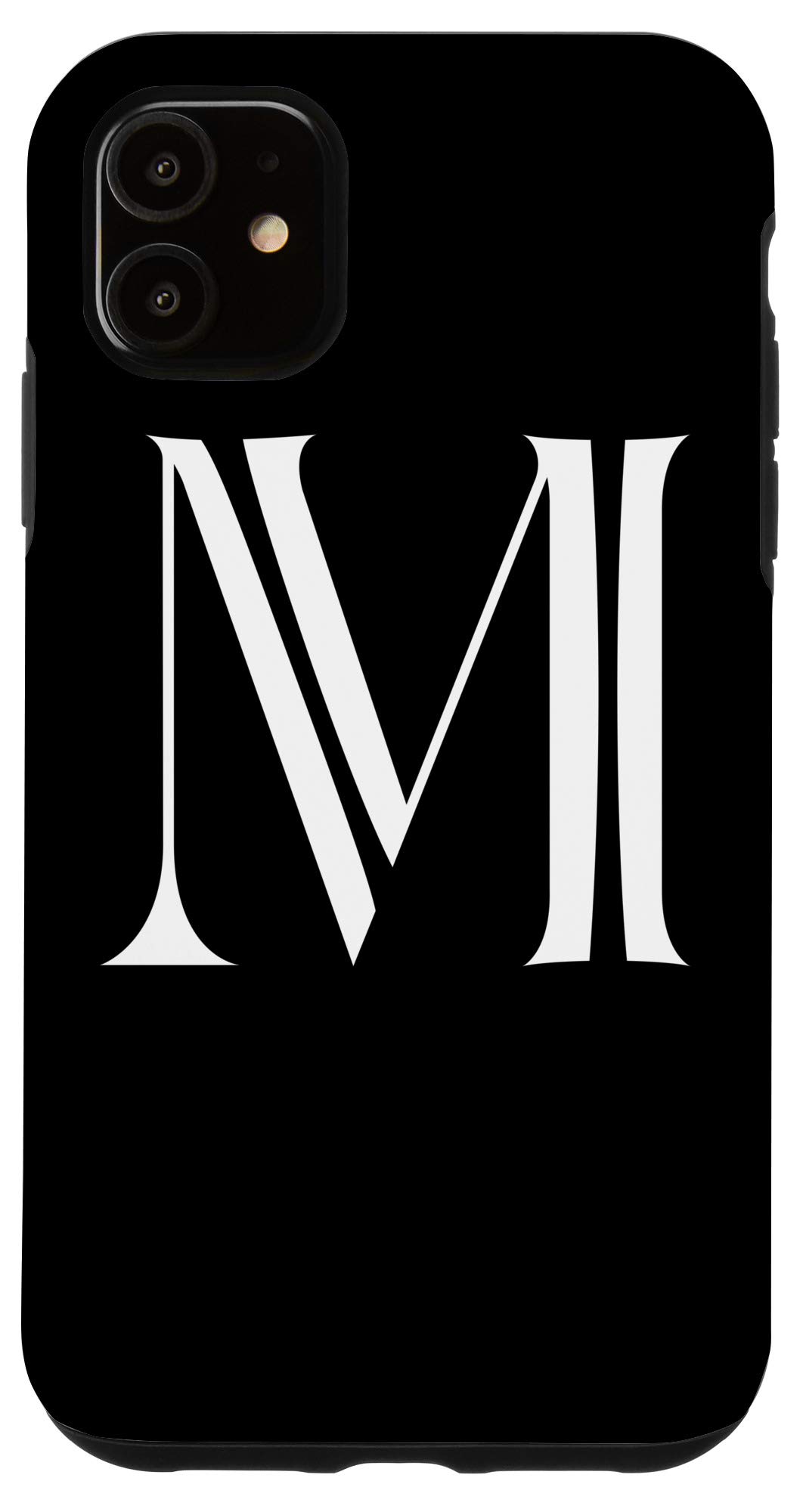 iPhone 11 Phone Case - Black Varsity Style Monogram Letter M Protective Cover | Slim Fit Shockproof Case for Daily Use, Work & School