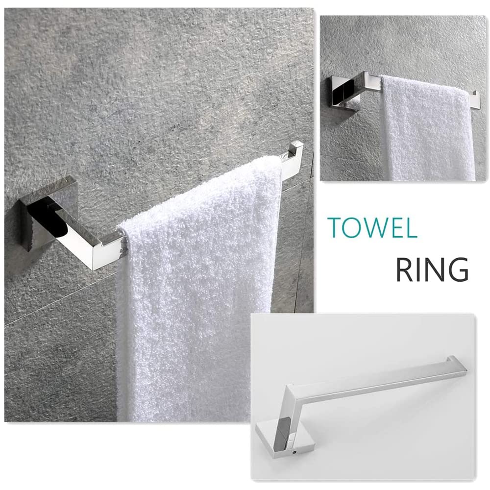 Chrome Bathroom Towel Bar Holder Set - Wall Mounted Towel Rack, Toilet Paper Roll Holder & Coat Hanger - Bathroom Accessories for Modern Homes (Perfect for Small Bathrooms & Powder Rooms)