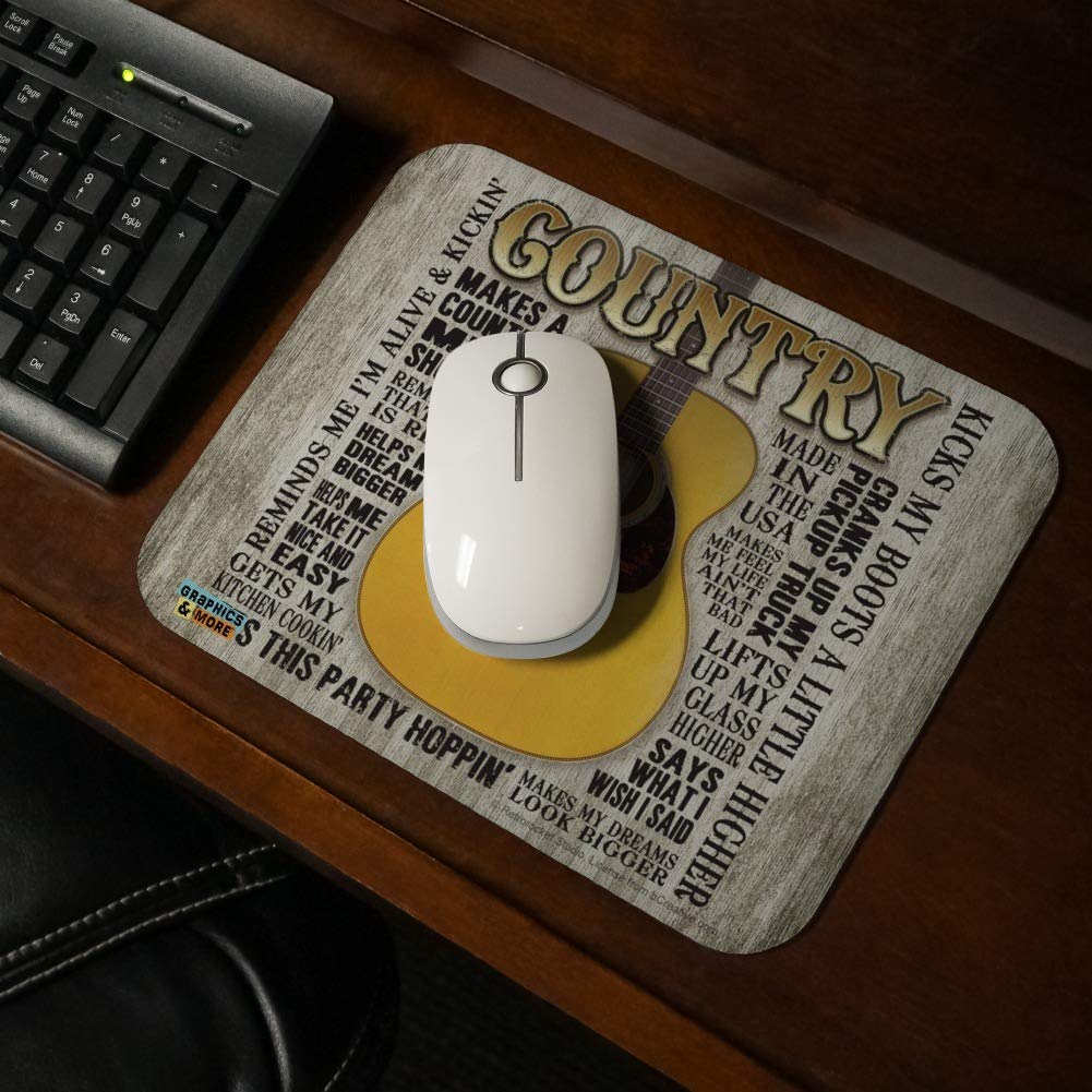 Ergonomic Low Profile Thin Mouse Pad for Guitar & Country Music Lovers - Perfect for Gaming, Office, and Home Use