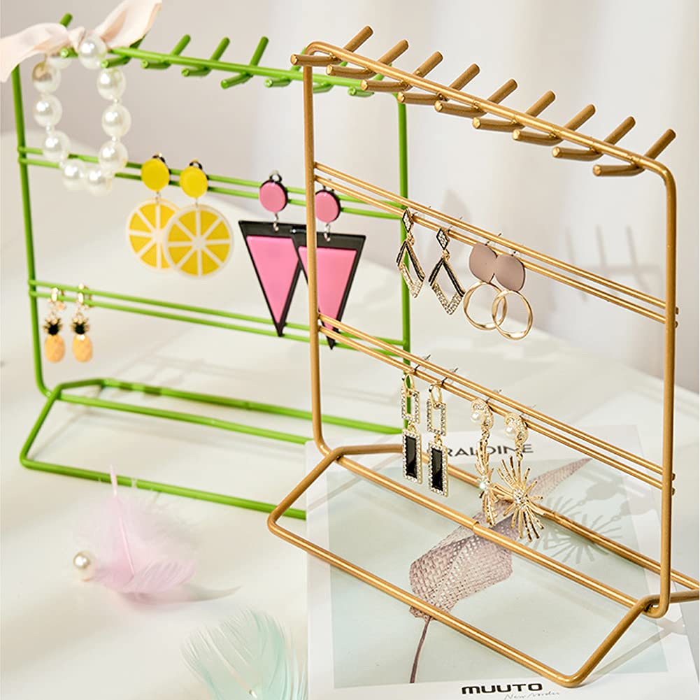 Premium Jewelry Organizer & Holder for Earrings, Necklaces, Bracelets - Gold Jewelry Storage Box with Mirror | Perfect for Travel, Home Vanity & Gift Giving