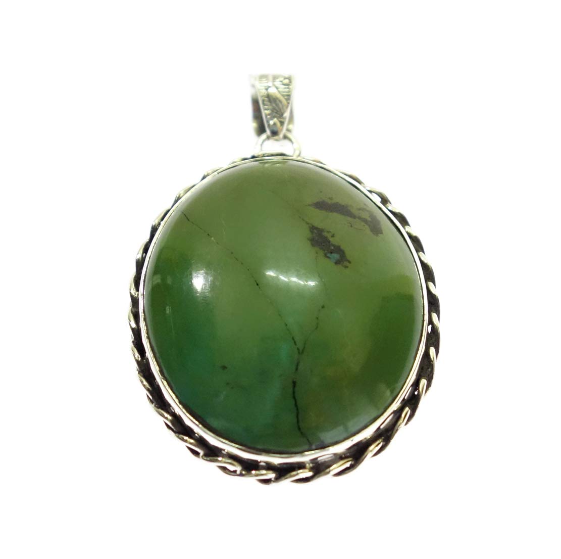 925 Sterling Silver Pendant for Women - Natural Green Tibetan Turquoise Gemstone Necklace, Handmade Boho Jewelry for Everyday Wear & Special Occasions