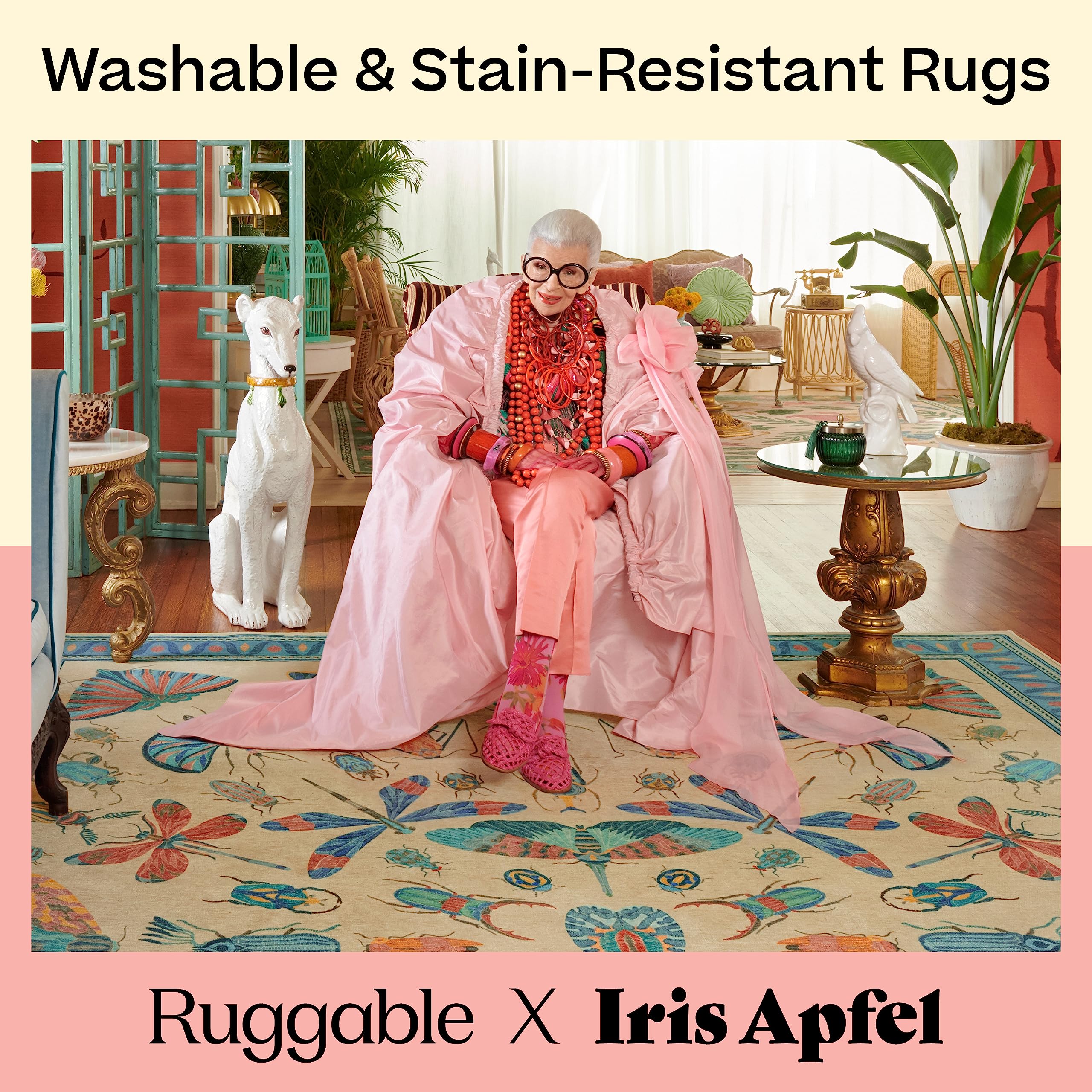 Washable 4x6 Area Rug - Safari Hazel Modern Non-Slip Rug for Living Room, Bedroom, Kitchen, Office & Classroom | Ruggable Premium Collection with Gripper Pad | Perfect for High-Traffic Areas & Pet-Friendly Homes