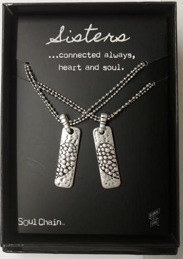 Enesco Soul Chain Sisters Necklace Set - Matching Best Friend Jewelry for Women, Sterling Silver Heart Pendant Necklaces - Perfect for Birthdays, Anniversaries & Sister Gifts