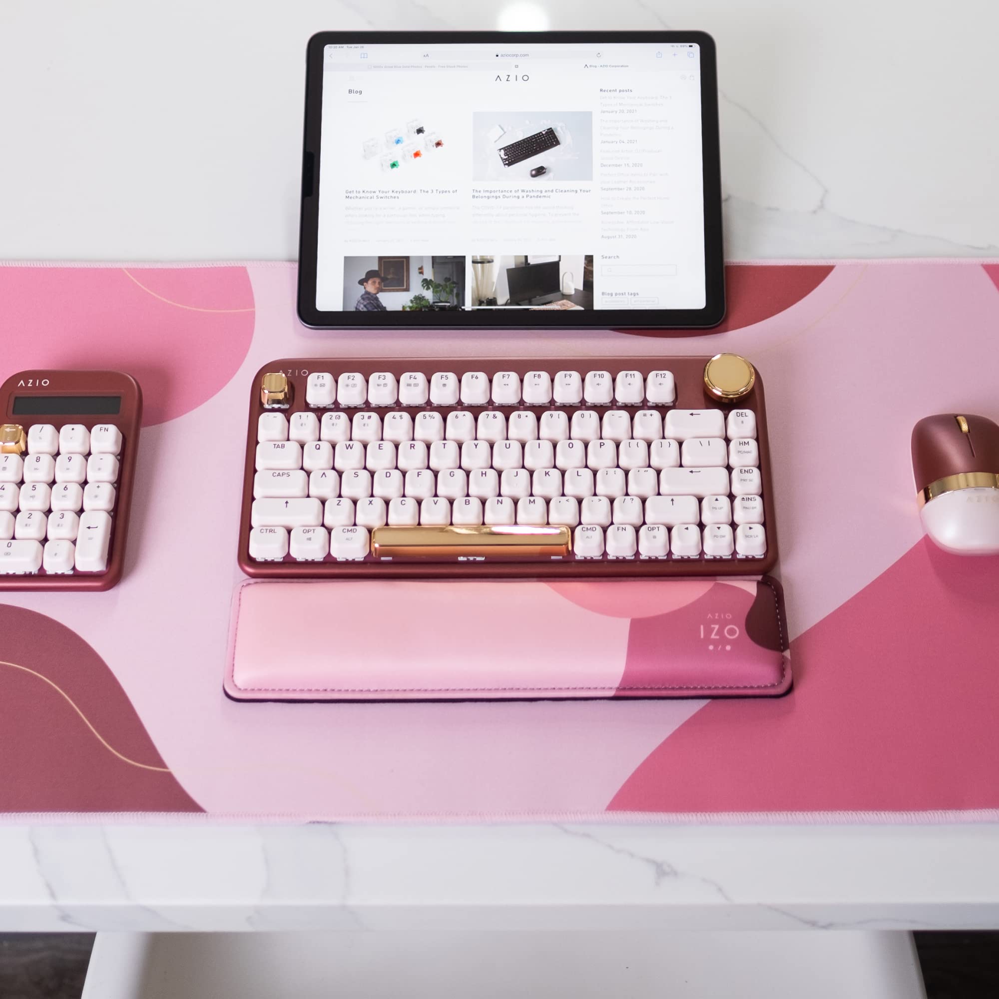 Azio IZO Palm Rest - Ergonomic Wrist Support for Keyboards, Baroque Rose (PR-IZO106) - Comfortable Typing Aid for Office & Gaming Setup