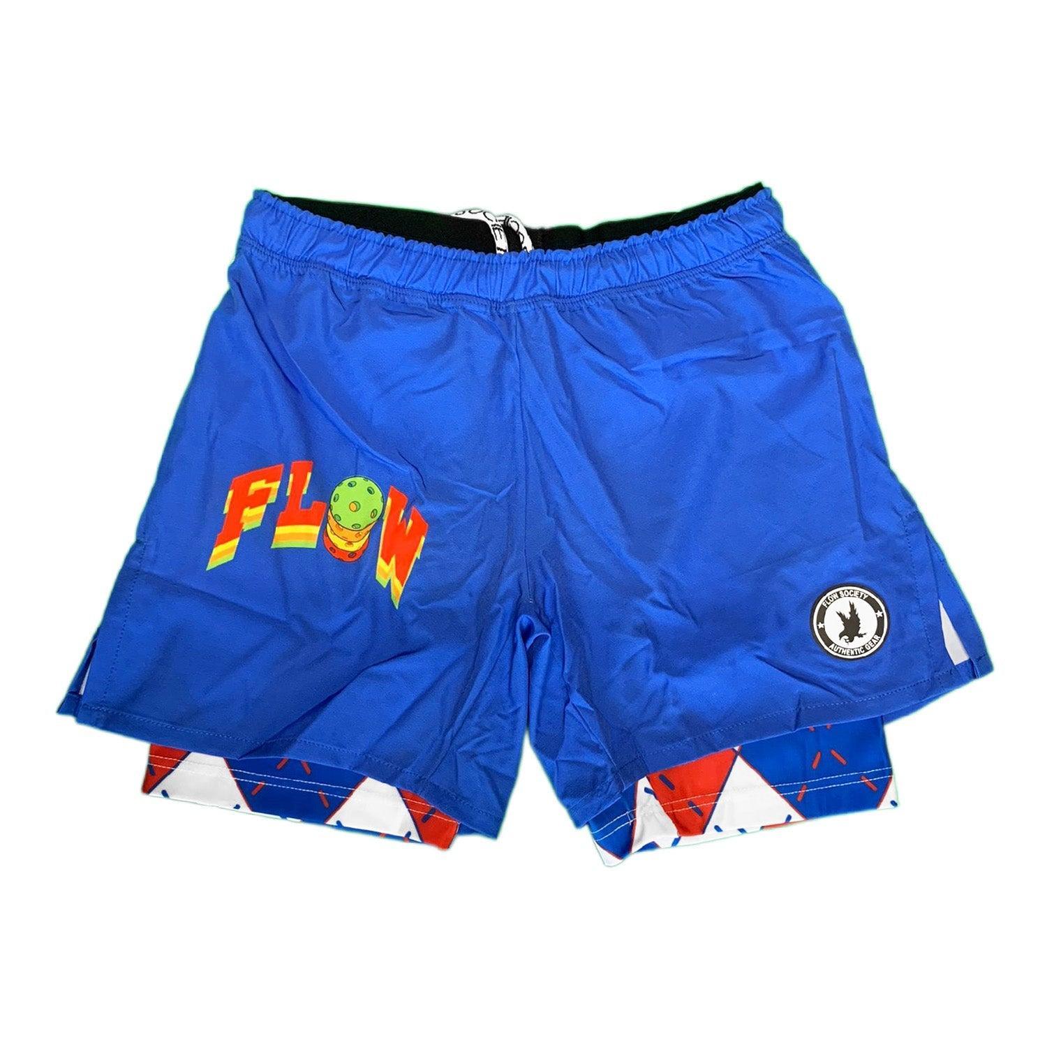 Men's 2-in-1 Compression Pickleball Shorts with Logo - Athletic Performance Shorts for Pickleball, Tennis & Gym Workouts - Navy Blue