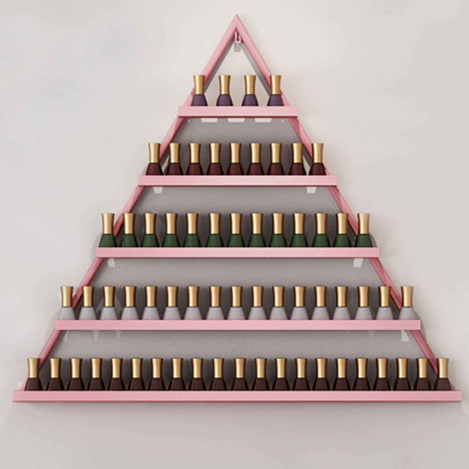 Wall Mounted Nail Polish Rack & Perfume Organizer - Triangle Metal Shelf for Essential Oils, Cosmetics & Spice Storage | Perfect for Home Salon, Spa & Business Display | Durable & Space-Saving Wall Shelf for Bathroom, Bedroom & Vanity Organization