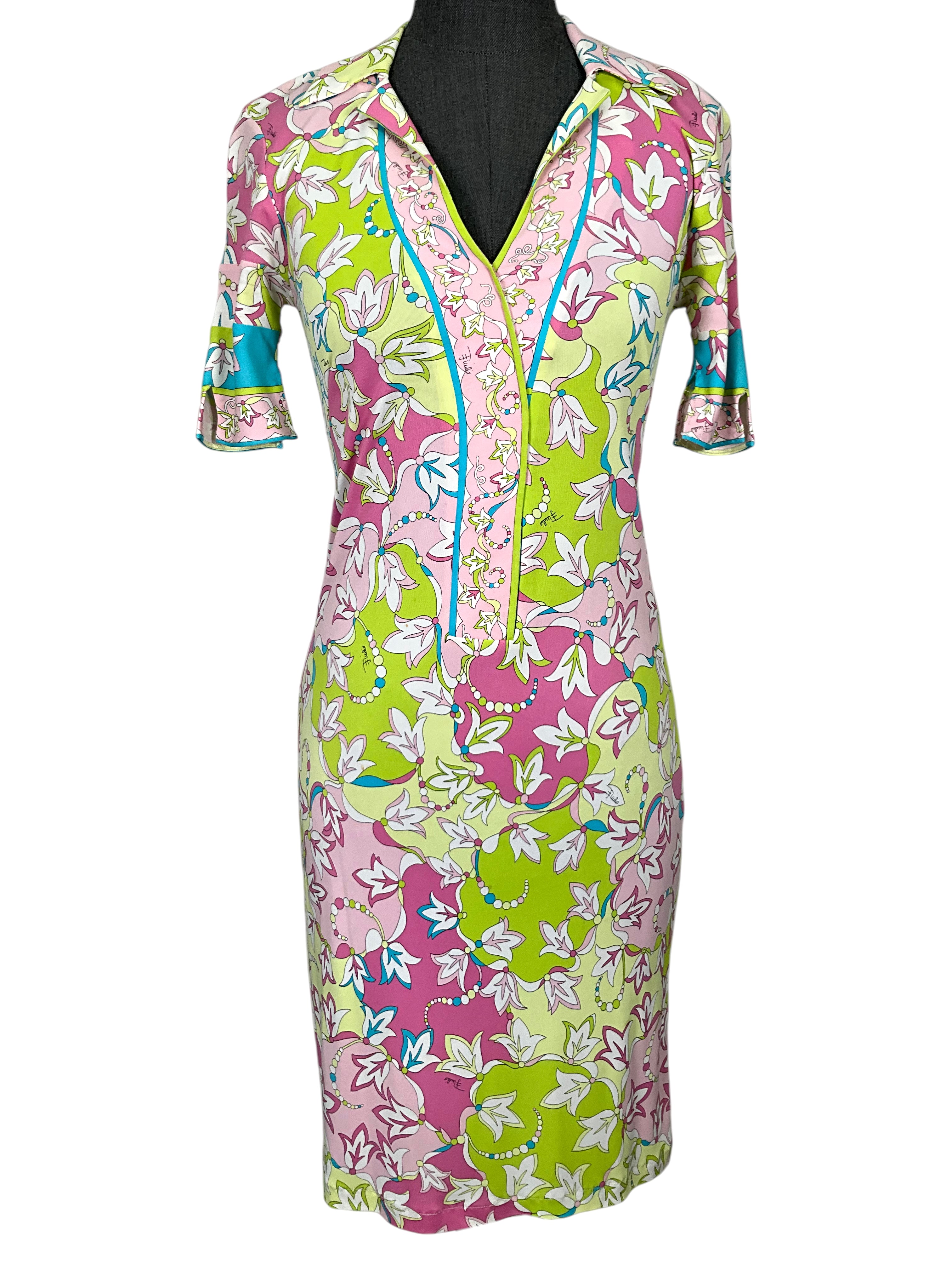 Emilio Pucci Floral Print Jersey Dress - Women's XS Size, Elegant & Comfortable for Summer Parties, Weddings & Casual Outings
