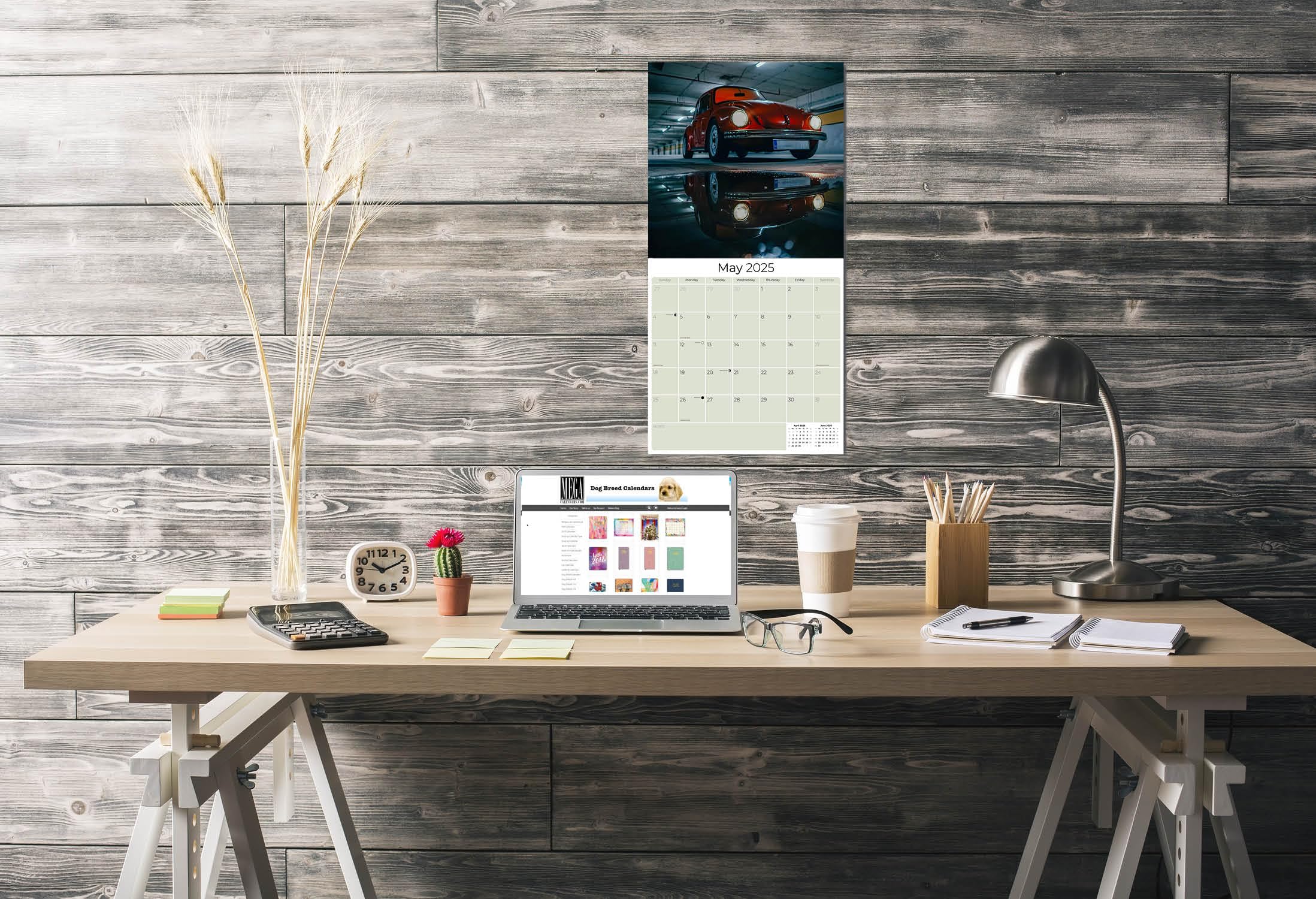 2024-2025 Volkswagen Beetle Classic Car Wall Calendar - 12