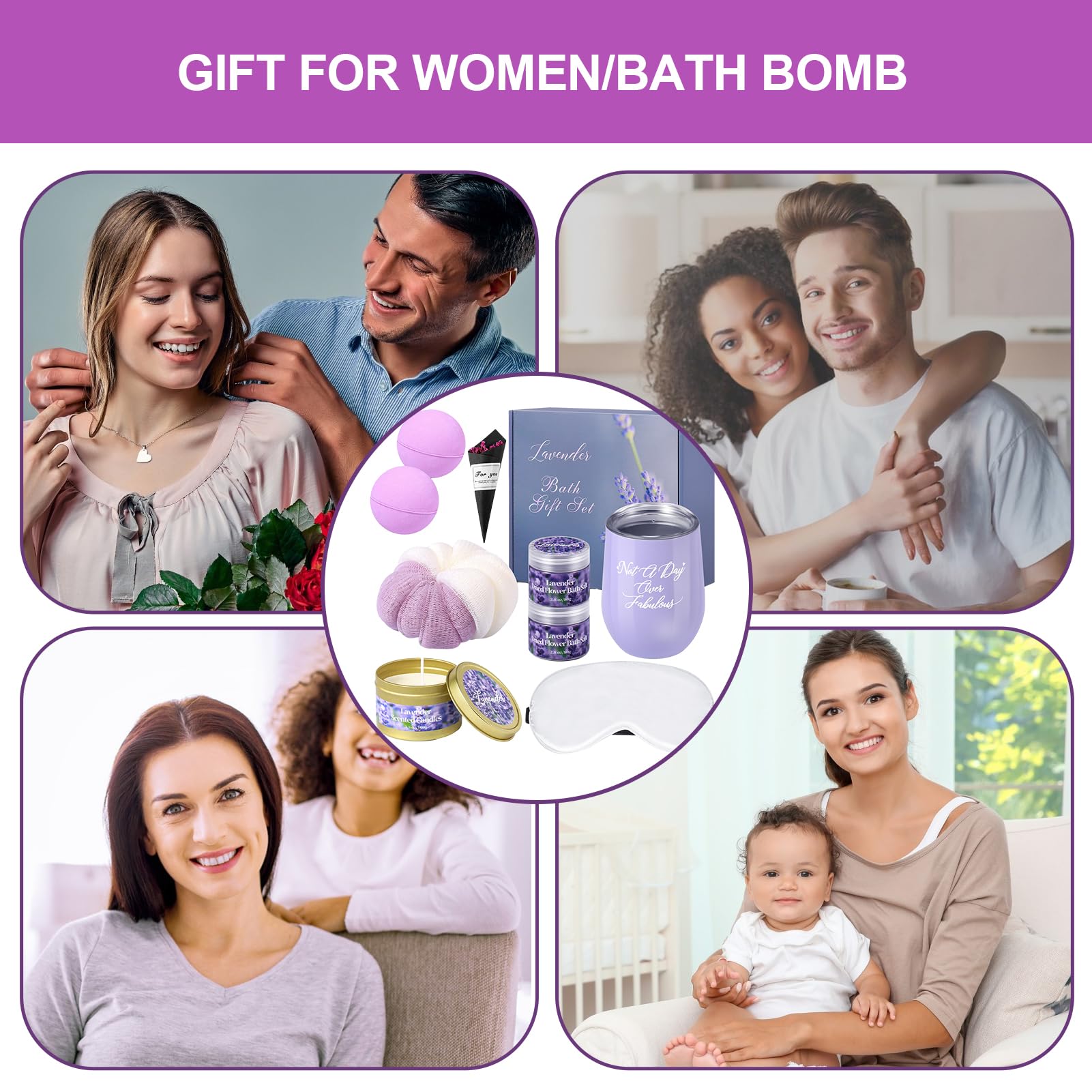 Lavender Scented Spa Gift Set for Women - Relaxing Bath & Body Care Bundle with Aromatherapy - Perfect Gift for Mother, Wife, Sister, Friend & Colleagues - Ideal for Self-Care, Birthday, Anniversary & Stress Relief