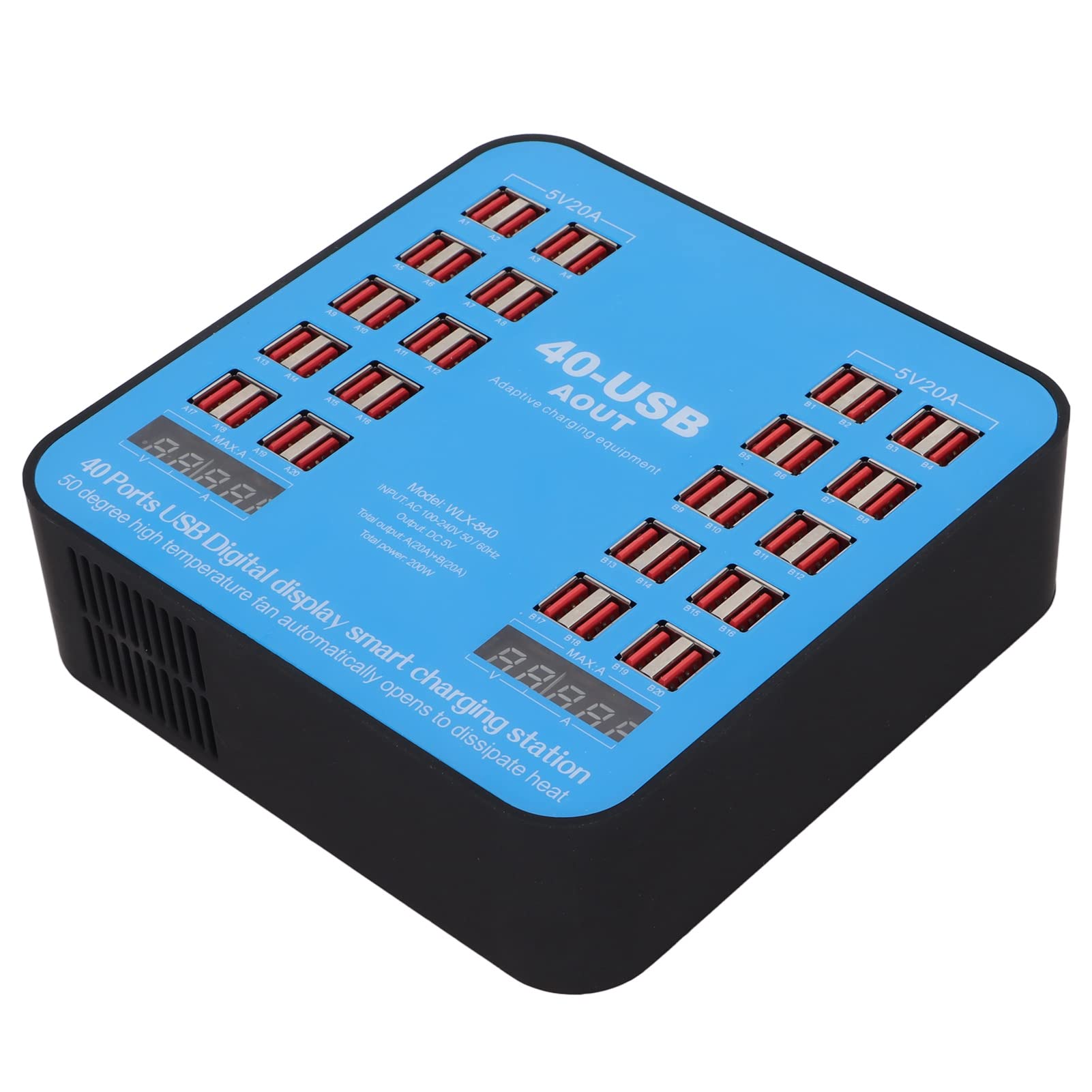 40-Port 200W USB Charging Station - Fast Multi-Device Charger Hub for Smartphones, Tablets & Laptops - Perfect for Offices, Schools, and Homes
