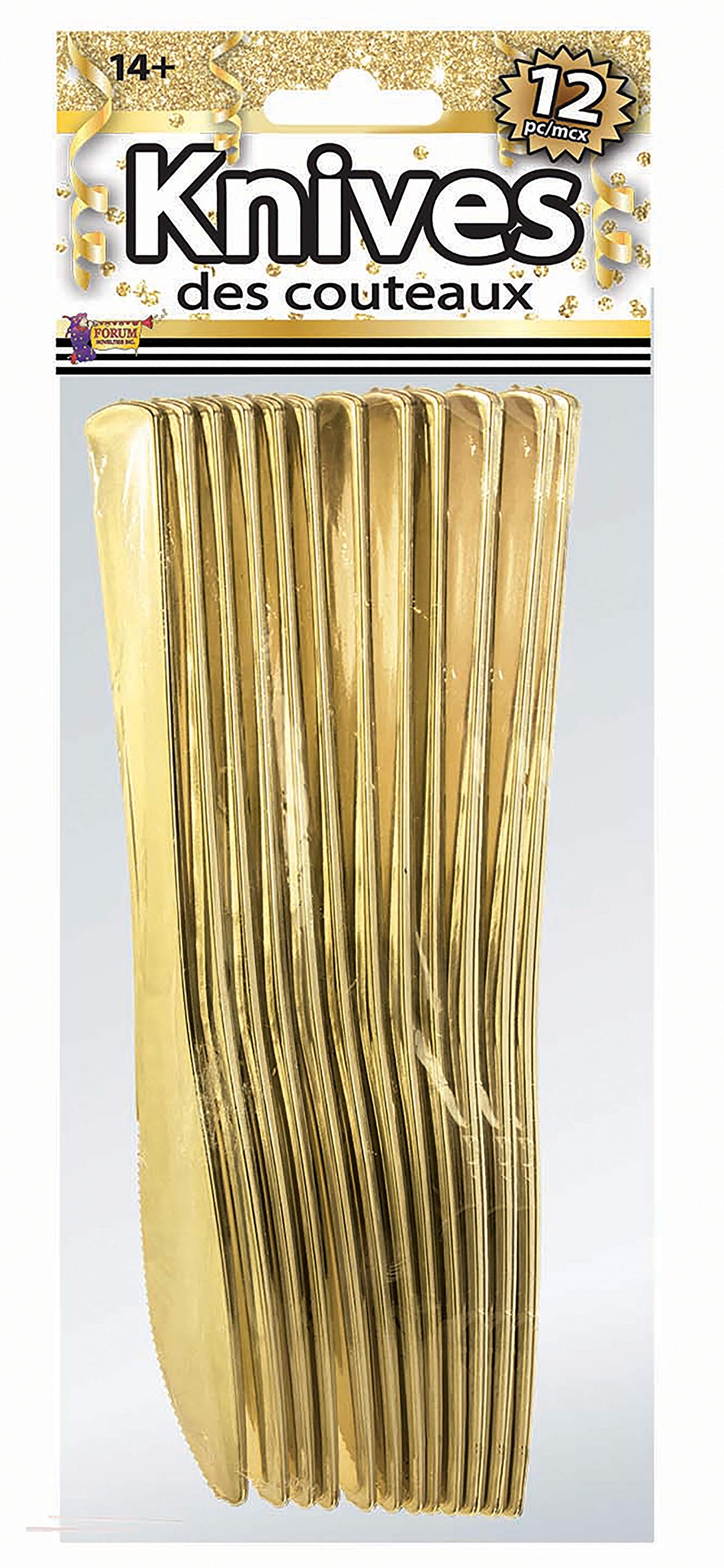 Forum Novelties 24K Gold Plated Knives Set - Elegant Decorative Display Knives for Collectors, Home Decor, and Theater Props | Perfect for Costume Parties, Movie Nights, and Gift Giving