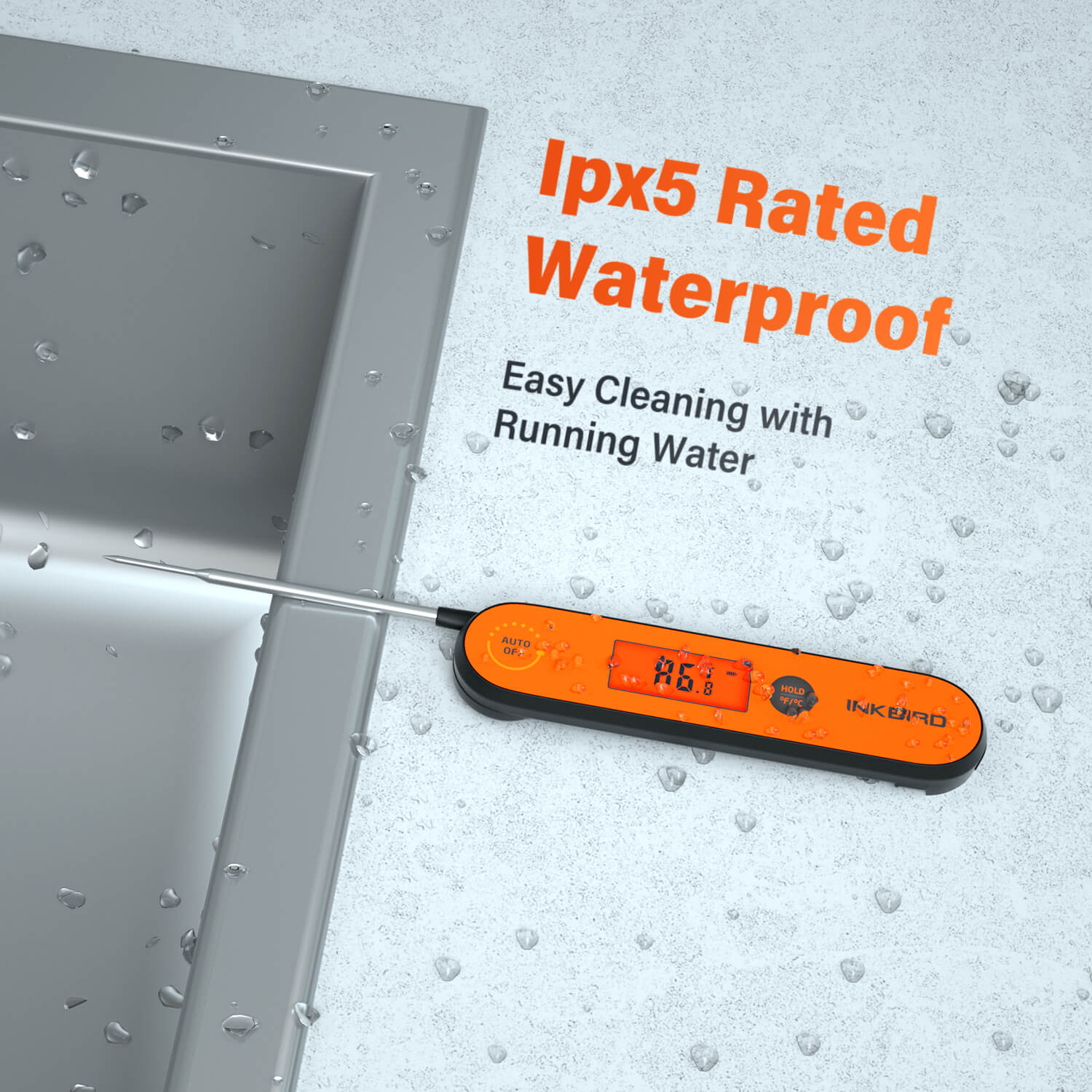 Instant Read Digital Meat Thermometer for Cooking, Grilling, BBQ - Fast & Accurate IHT-1P - Perfect for Kitchen, Outdoor Grilling, and Food Safety Checks