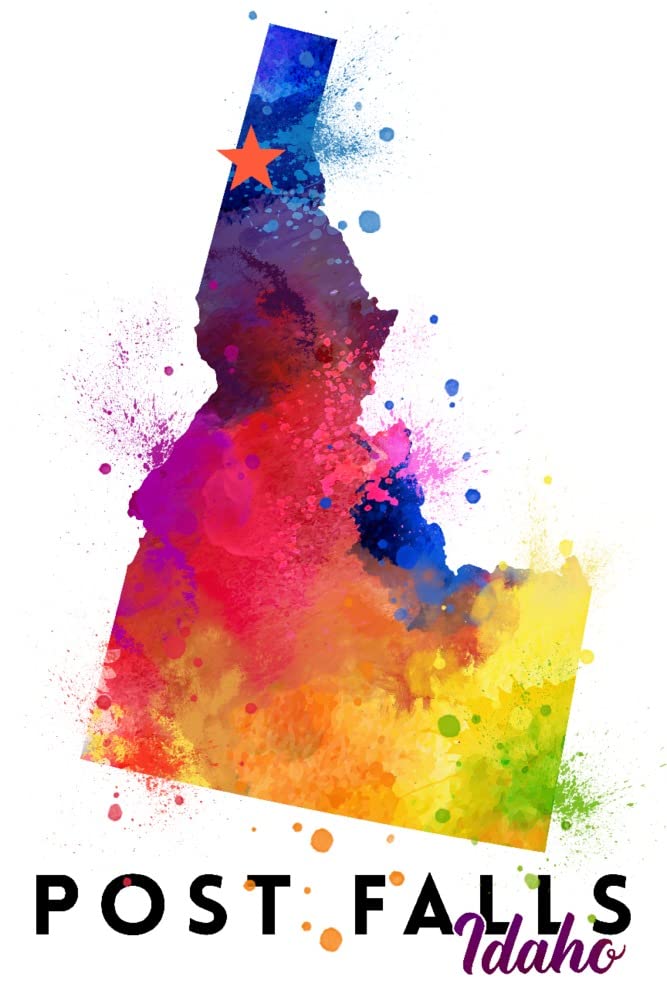 Idaho State Abstract Watercolor Art Print - 24x36 Signed Wall Decor Poster | Post Falls Landscape Painting for Living Room, Office & Bedroom