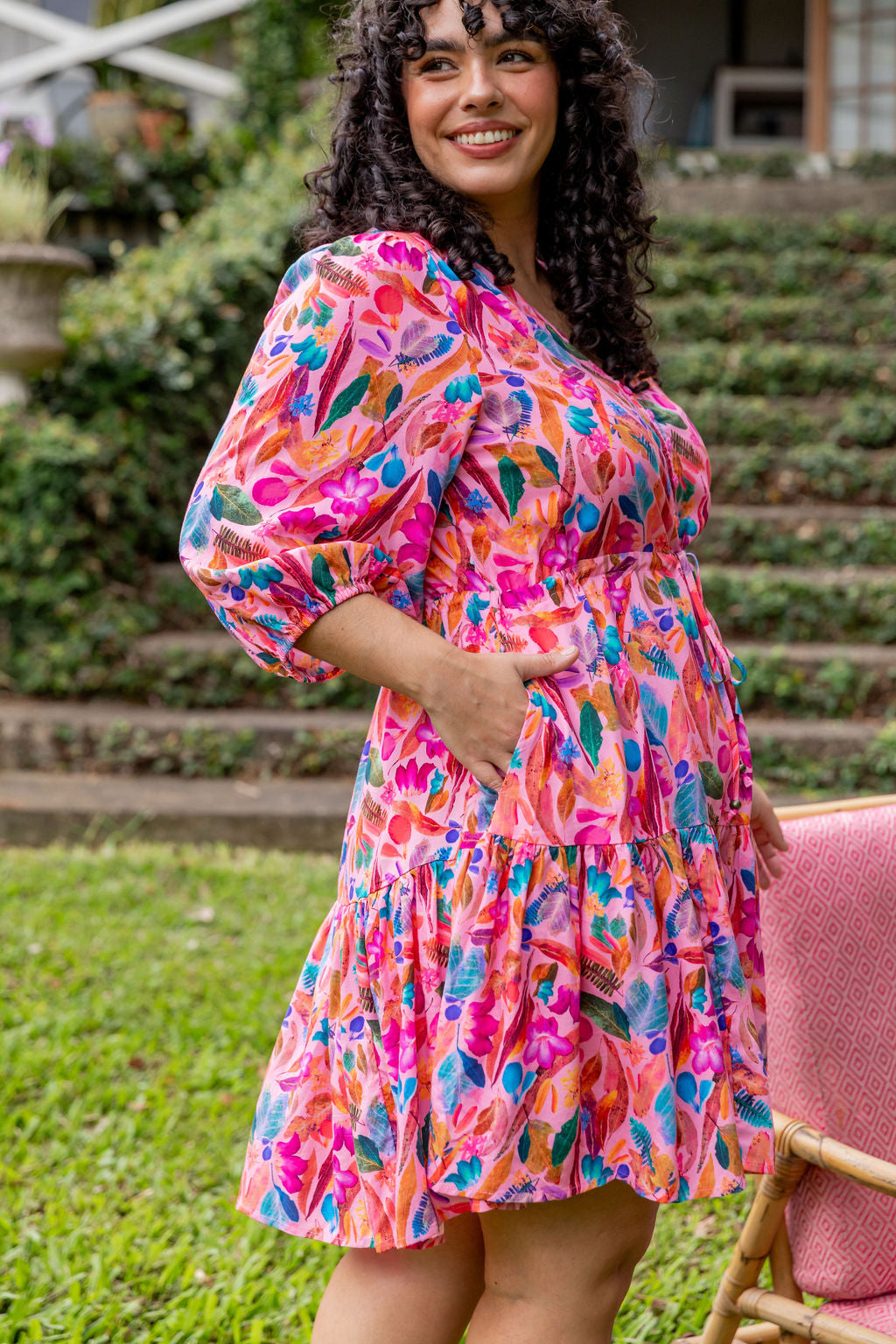 Kasey Rainbow Backyard Treasures Ziggy Dress - Floral Print Bohemian Maxi Dress for Women | Perfect for Beach Vacations, Summer Parties & Boho Fashion