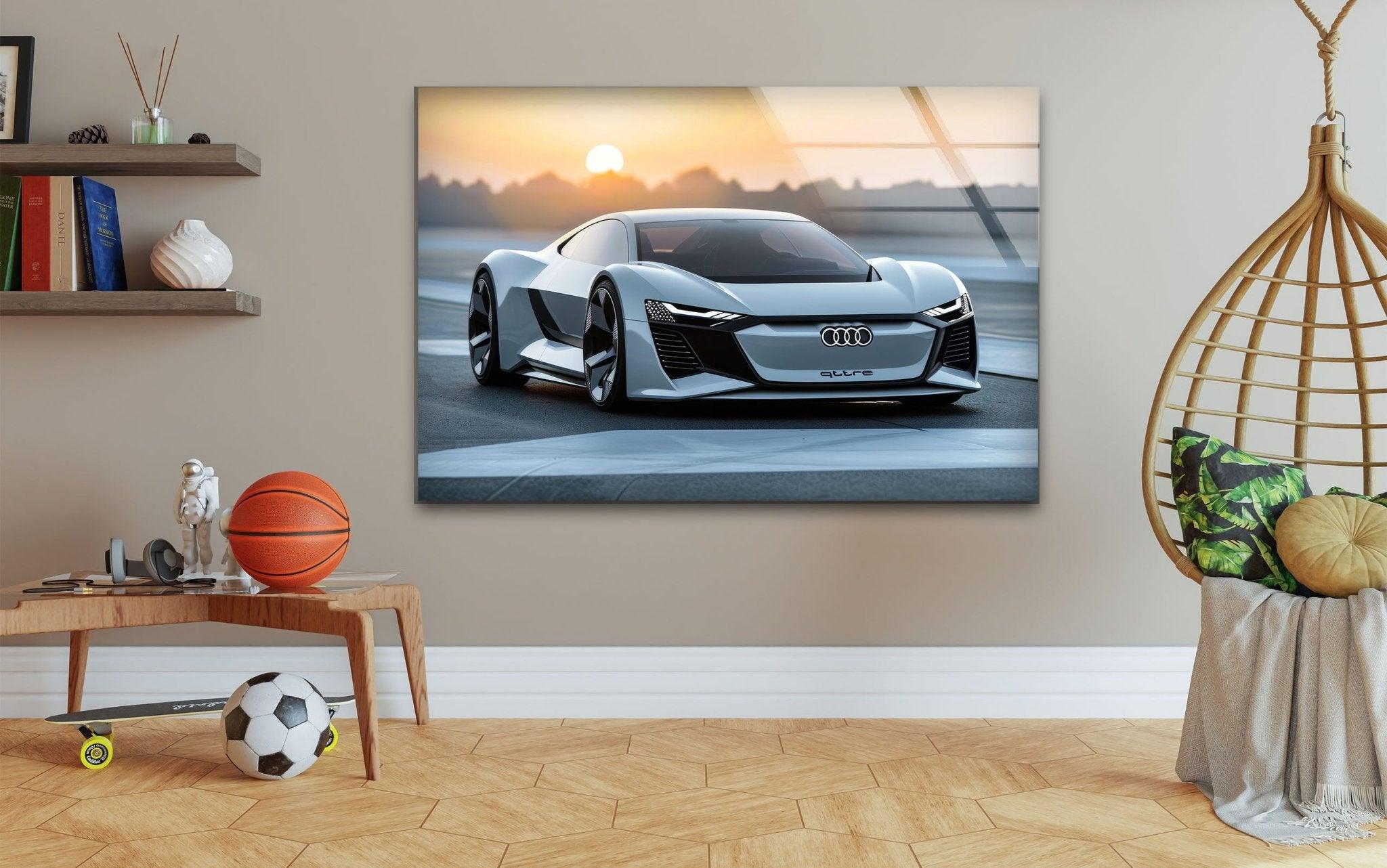 Audi Car Glass Wall Art - Premium Automotive Decor for Home & Office - Perfect for Car Enthusiasts & Gift Giving