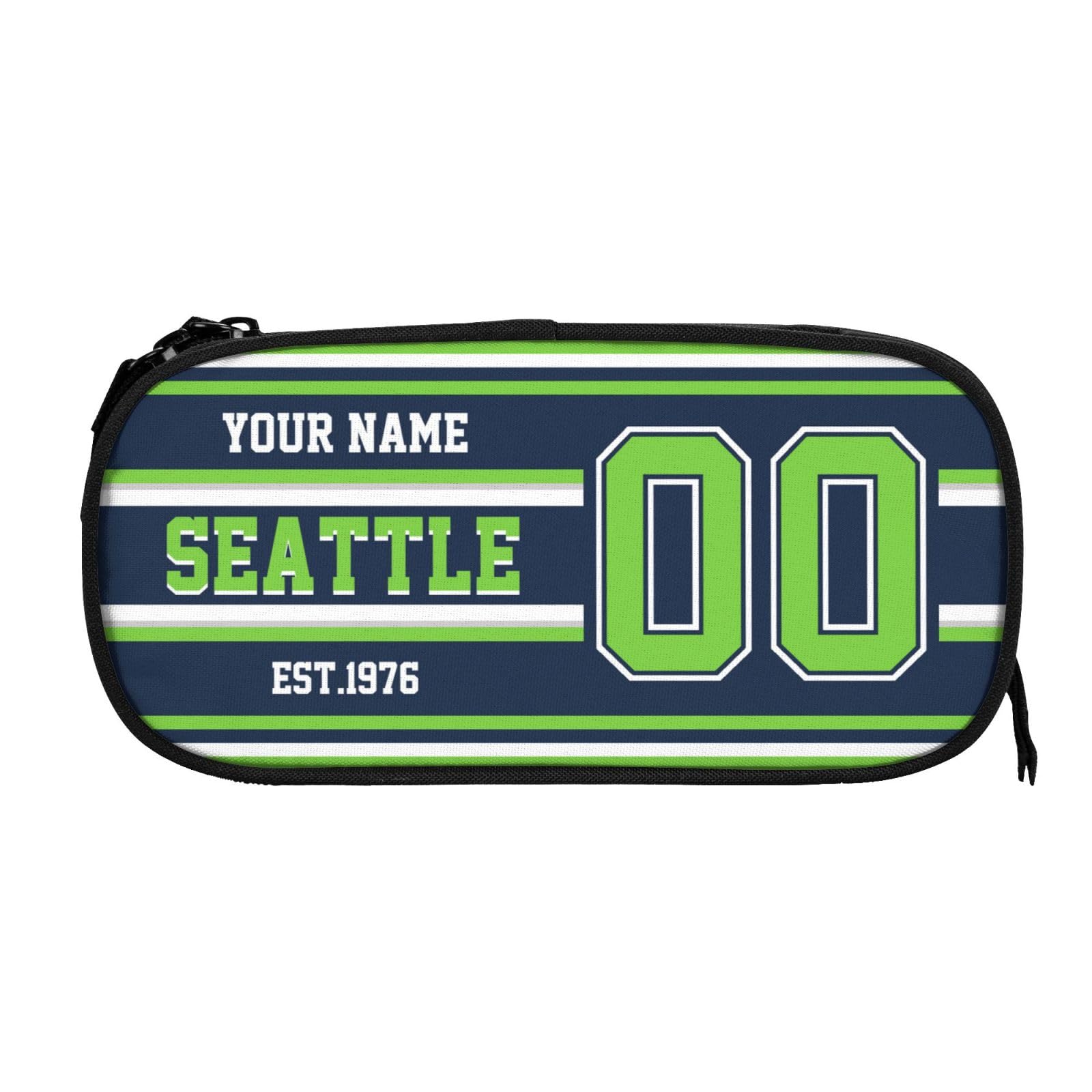 Custom Seattle Seahawks Pencil Case with Name & Number - Personalized Football Themed Pen Holder - Unique Gift for NFL Fans (Men, Women, Students) - Perfect for School, Office & Game Day Accessories