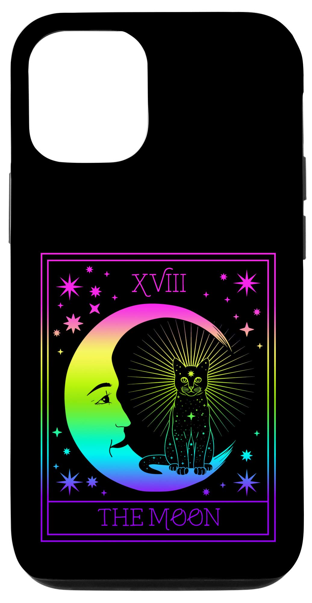 iPhone 12/12 Pro Case - Tarot Card Crescent Moon & Cat Design | Pastel Goth Wiccan Witch Style | Protective Phone Cover for Magic Lovers & Spiritual Practitioners | Perfect for Wiccan Rituals, Tarot Readings & Gothic Fashion