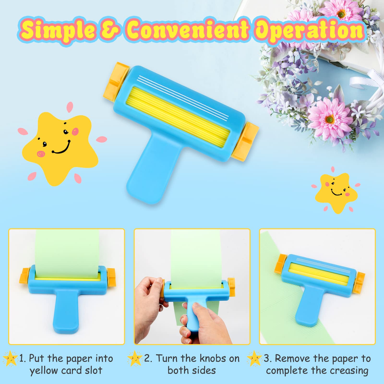 Wave Crimper Tool for Paper Crafting - DIY Scrapbooking & Card Making - Decorative Edge Design for Handmade Cards, Invitations & Art Projects (Blue)