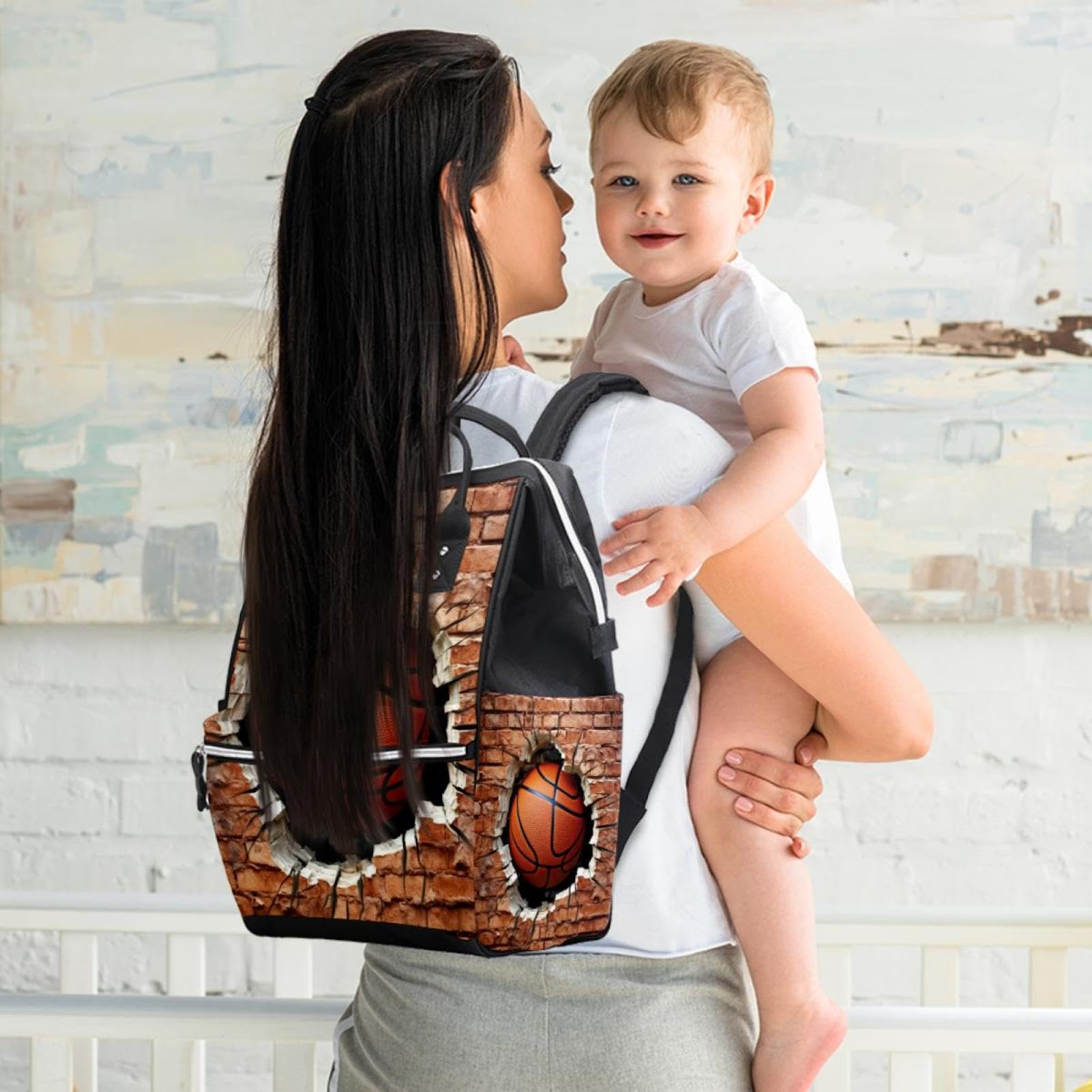 Men's & Women's Travel Backpack with Basketball Wall Texture - Durable Carry-On Backpack for Gym, Work, School & Outdoor Adventures
