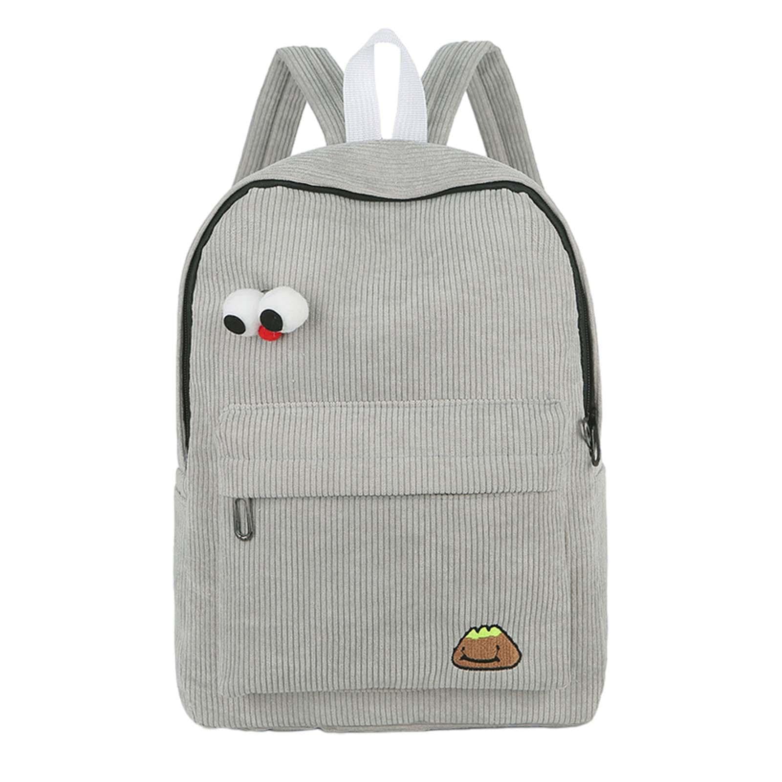 MYADDICTION Stylish Corduroy Backpack for Women & Men - Durable Small Shoulder Bag for Work, Hiking & Travel - Trendy Grey Unisex Backpack for Daily Commute, College & Outdoor Adventures