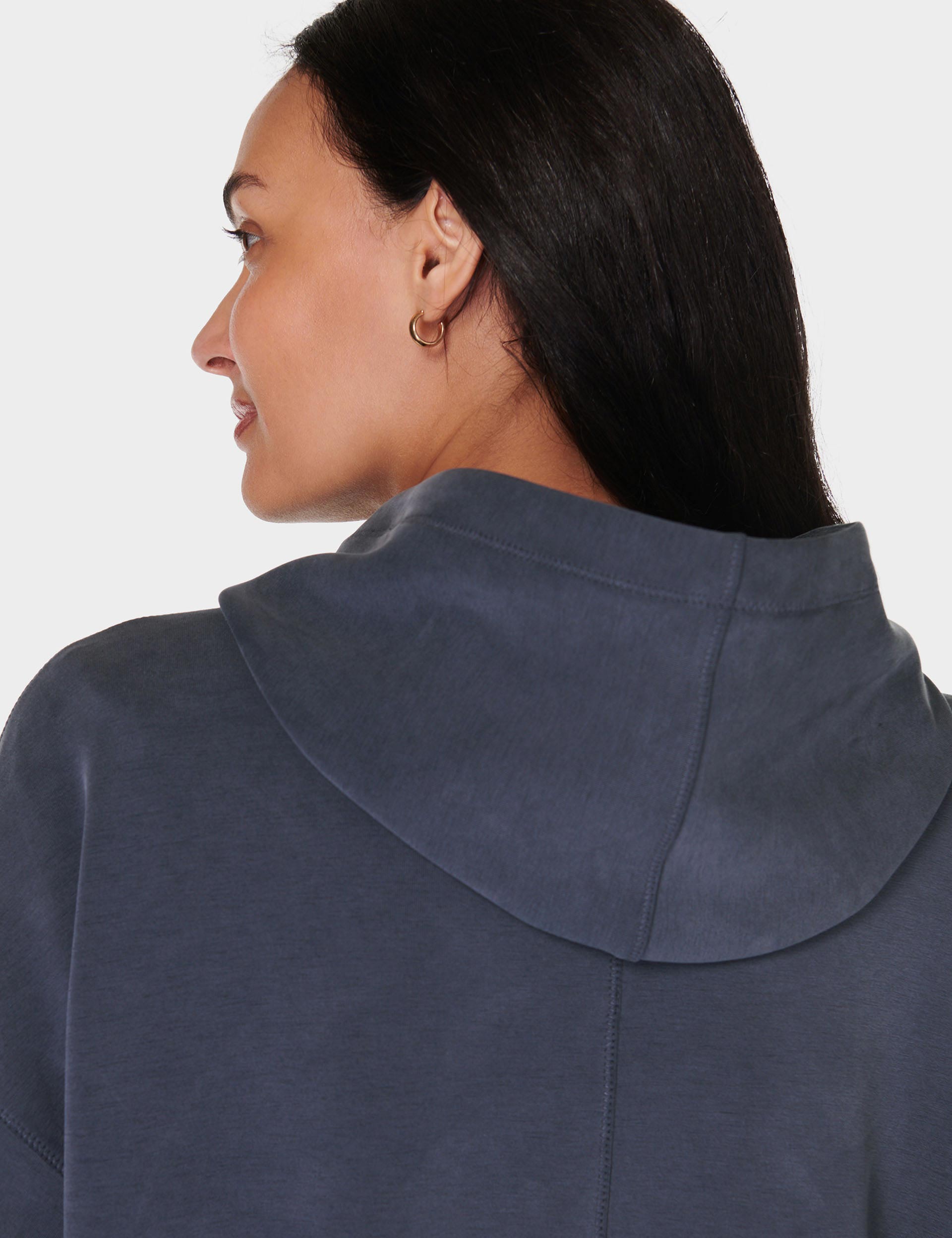 Sand Wash Crop Hoodie - Navy Blue | Soft & Stylish Women's Pullover for Casual Wear, Gym & Lounge