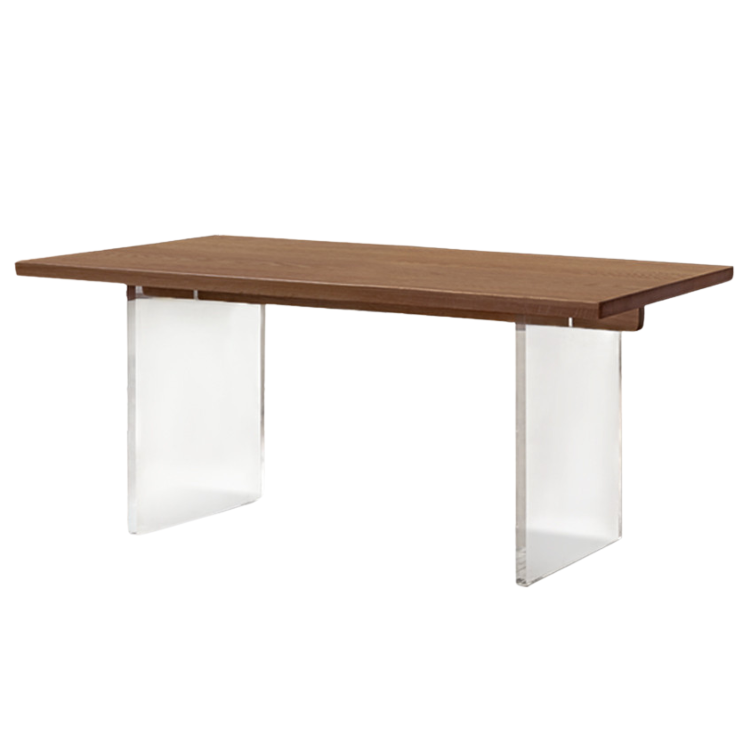 Solid Oak & Black Walnut Acrylic Floating Dining Table - Large Size Modern Wooden Table for Dining Room, Kitchen, and Open Concept Living Spaces