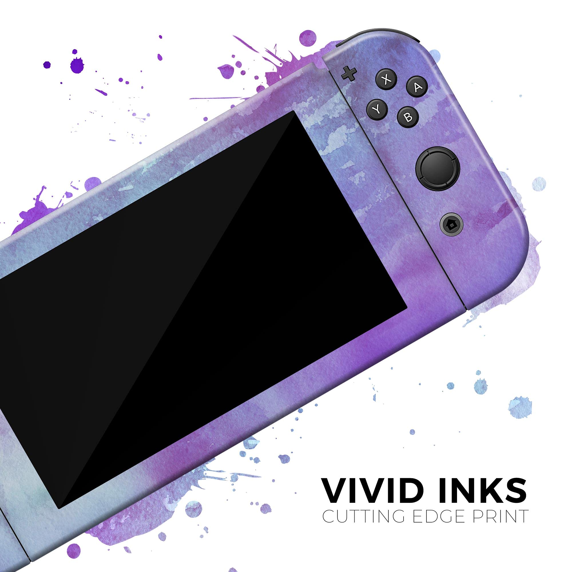 Nintendo Switch Pro Controller Skin - Blotted Purple Watercolor Vinyl Decal Cover | Scratch-Resistant, Removable & Protective Wrap | Perfect for Gaming, Travel & Customization