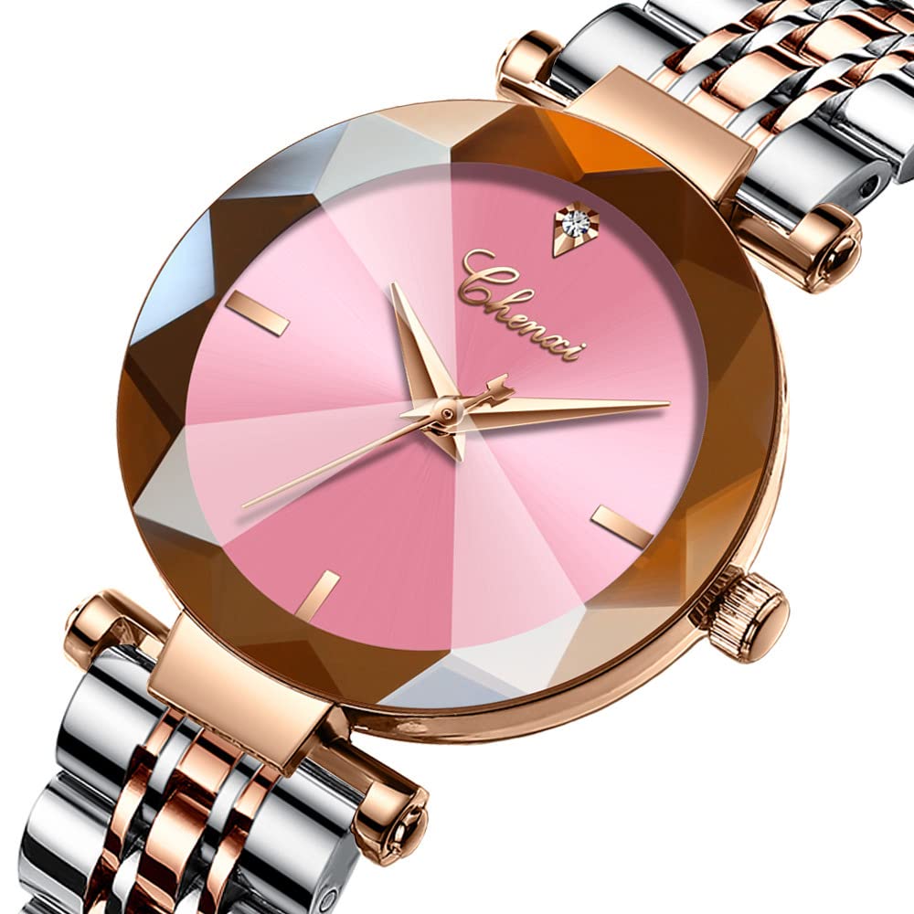BestKANG Women's Analog Quartz Watch - 3D Fashion Dial & Rose Gold Mesh Strap - Elegant Ladies Wristwatch (Pink) | Perfect for Office, Party & Everyday Wear