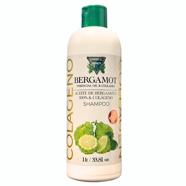 Bergamot Collagen Shampoo - New & Improved Formula for Hair Growth & Repair - 1L (33.81 oz) - Hydrates & Strengthens Damaged Hair for Daily Use at Home & Salon