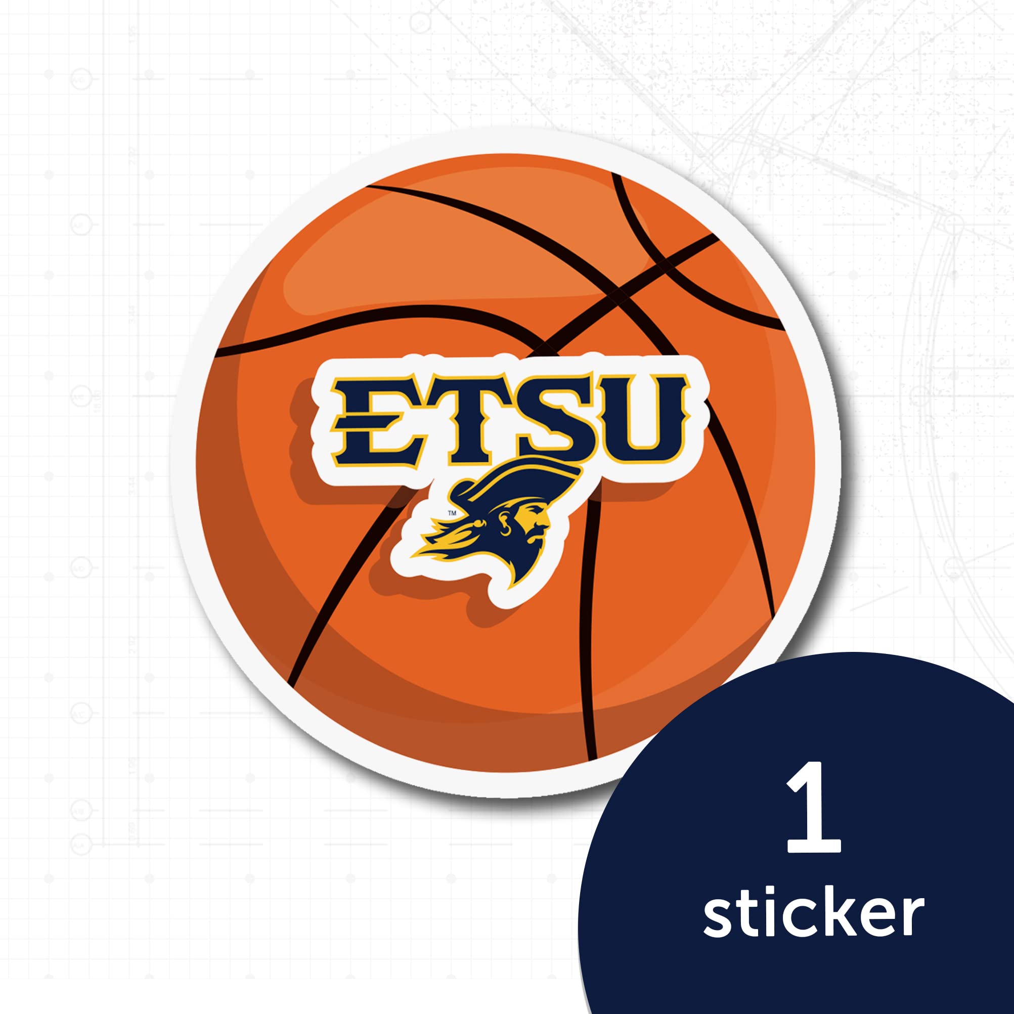 ETSU Buccaneers Basketball Logo Vinyl Decal Sticker - Desert Cactus Design for Laptop, Water Bottle, Car & Scrapbook - Perfect for College Fans, Game Day & School Spirit Decor