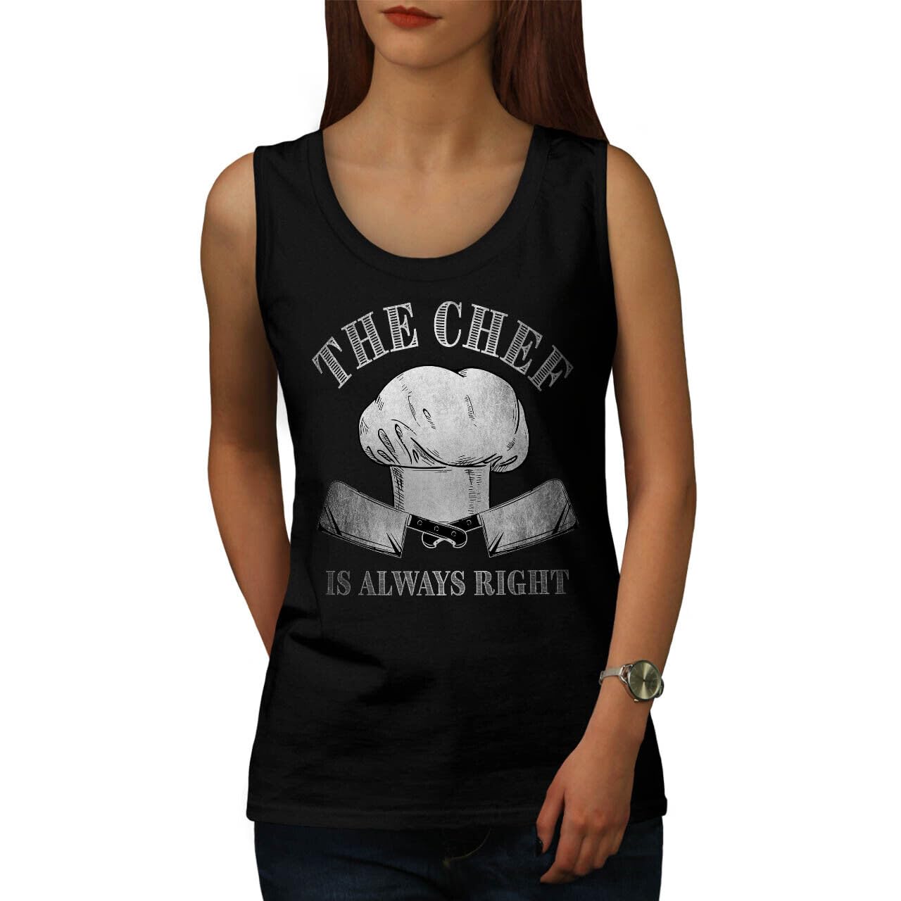 APSRA TRADER Always Right Women's Cotton Printed Tank Top - Chef & Athletic Graphic Tee for Gym, Workout & Casual Wear | Breathable Sports Shirt for Women