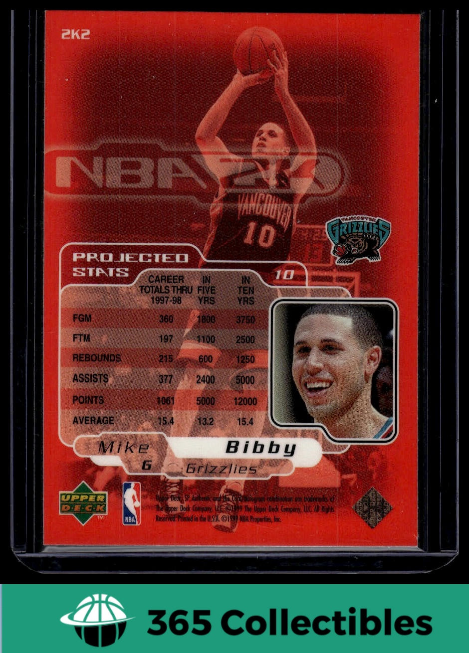 1998-99 SP Authentic Mike Bibby #2K2 Basketball Card - Memphis Grizzlies NBA Collectible - Perfect for Sports Memorabilia Collections & Basketball Fans