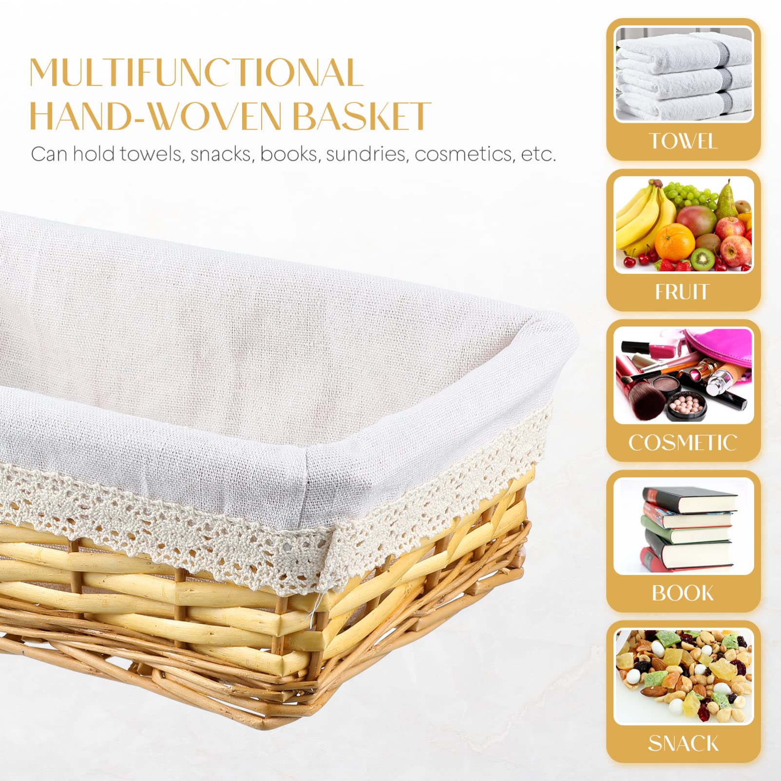 Woven Wicker Storage Basket - Home & Desktop Organizer for Office & Living Room