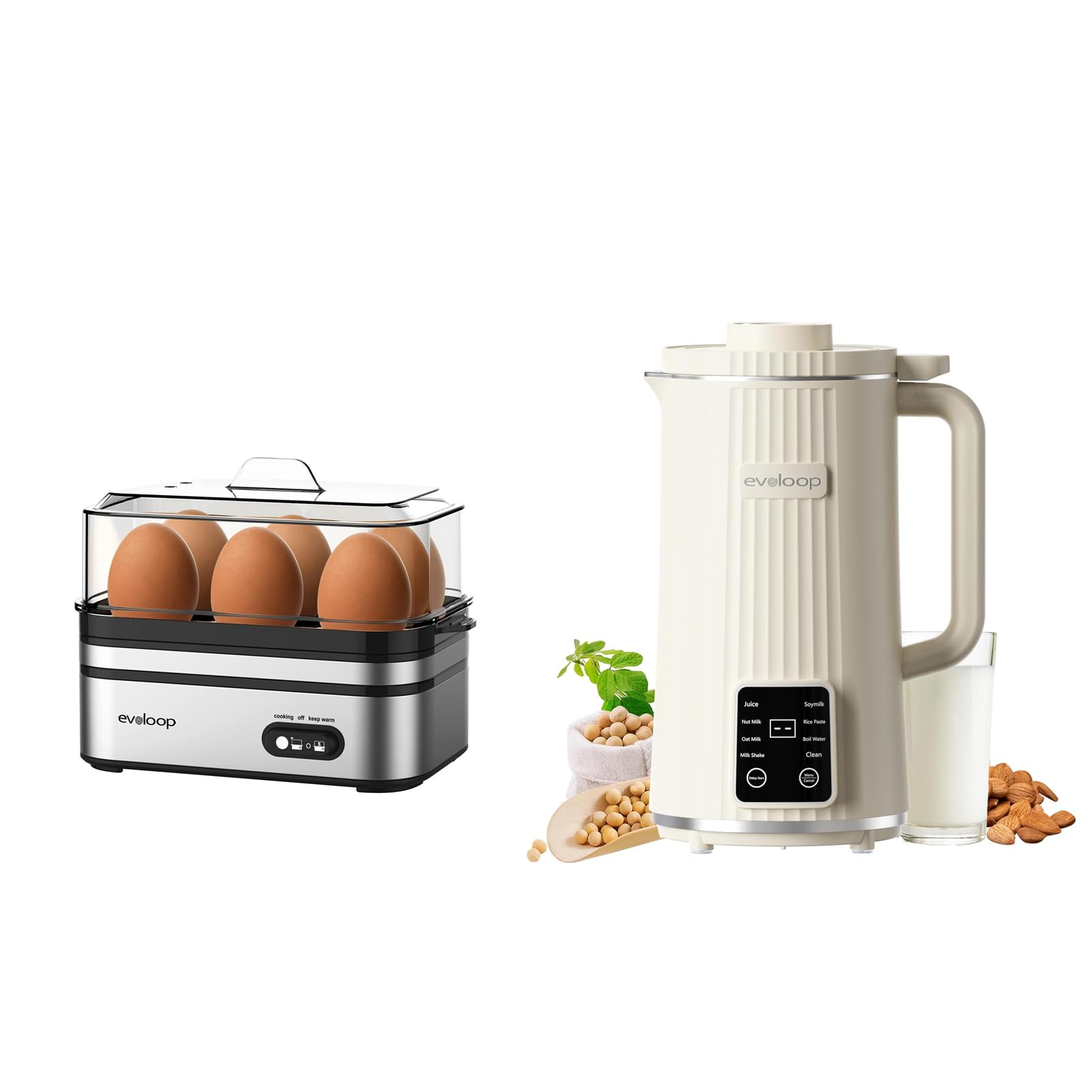 8-in-1 Automatic Nut Milk Maker & Rapid Egg Cooker - Electric 6 Egg Capacity - Perfect for Vegan Milk, Yogurt & Breakfast Meal Prep
