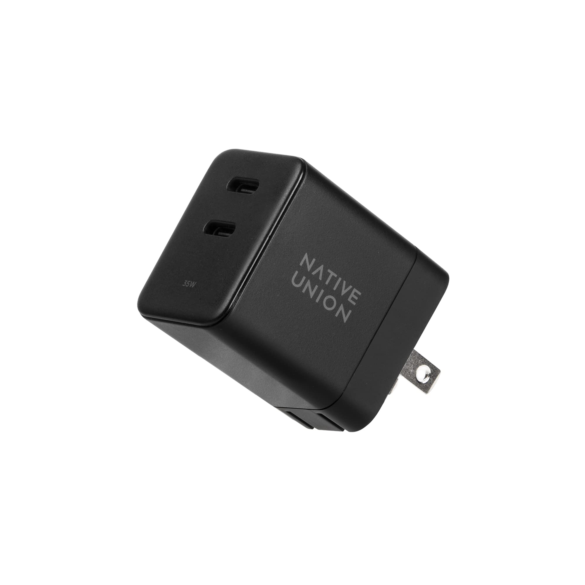 Native Union Fast GaN Charger PD 35W - Compact USB-C Wall Charger for iPhone 16 Series, Samsung S24 | Fast Charging Power Adapter for Phones, Tablets | Perfect for Travel, Office & Home Use (Black)