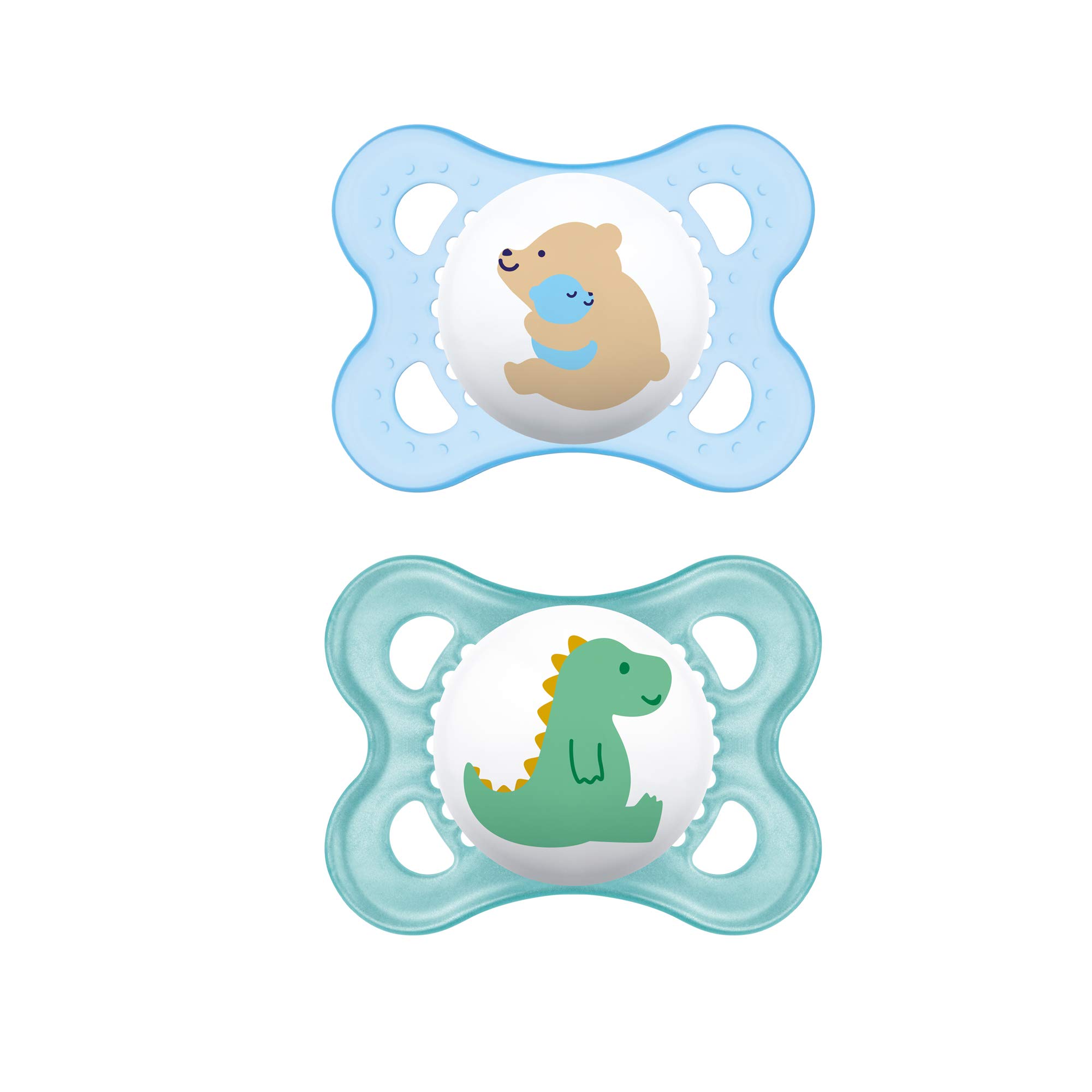 MAM Original Baby Pacifier for 0-6 Months - 2 Pack with Sterilizer Case | Orthodontic Nipple Design Promotes Healthy Oral Development | Perfect for Newborns, Daycare & Travel Use (Animal/Boy Design)