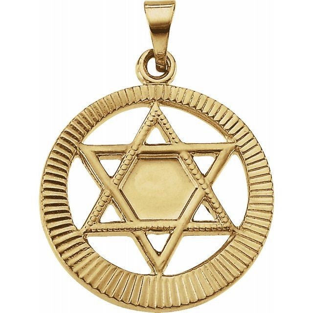 14K Yellow Gold 17mm Star of David Pendant - Solid Gold Jewish Necklace Charm for Men & Women - Perfect for Hanukkah, Bar Mitzvah & Religious Jewelry Gifts