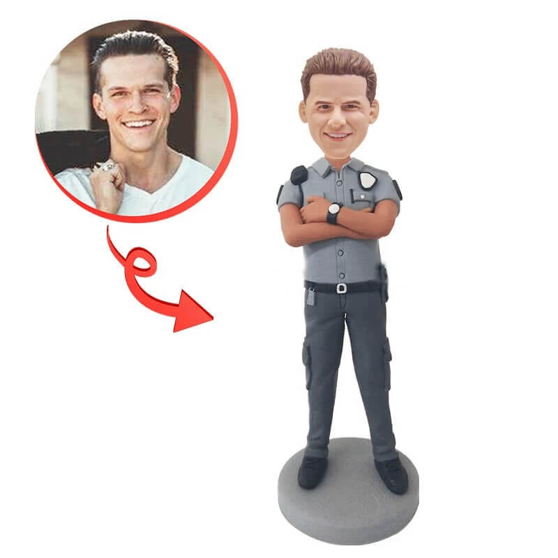 Custom Male Police Officer Bobblehead - Personalized Patrol Cop Figurine for Desk Decor, Gifts & Collectibles | Perfect for Law Enforcement Appreciation, Office Decor & Fun Gifts
