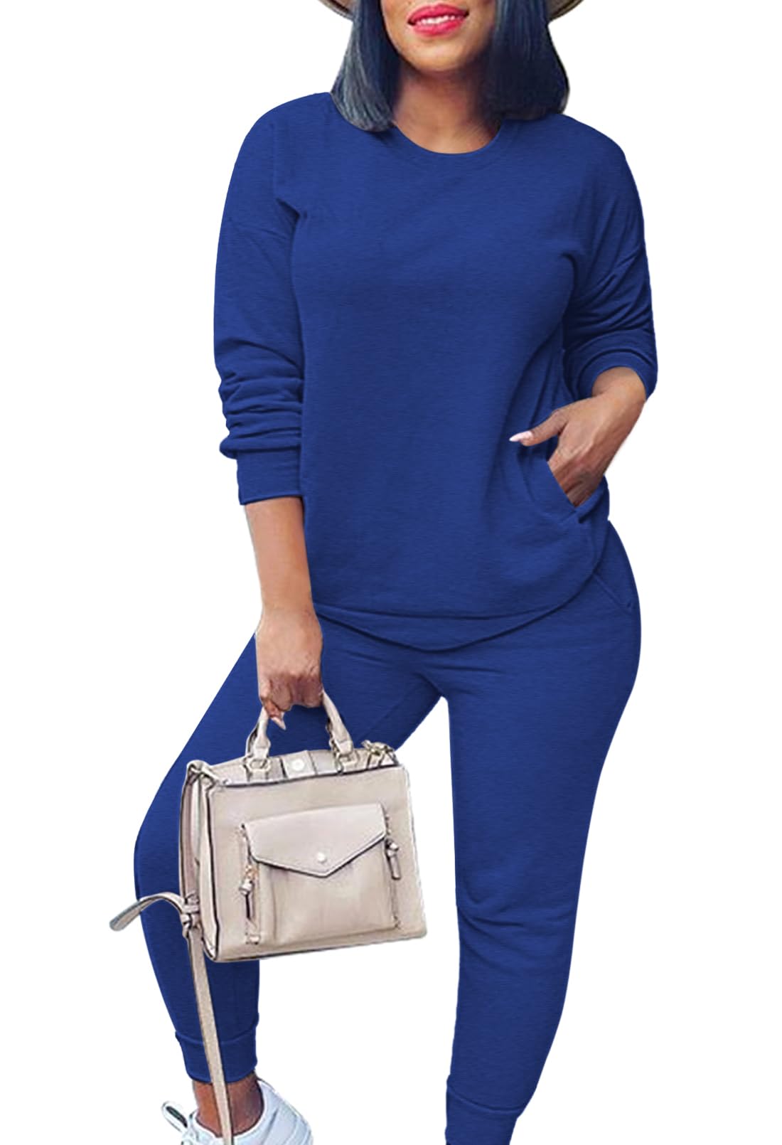 Fixmatti Women's 2 Piece Sweatsuit Set - Long Sleeve T-Shirt & Jogger Pants Comfy Lounge Wear for Yoga, Running & Casual Outfits