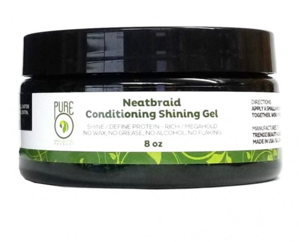 Pureo Neatbraid Conditioning Shining Gel for Natural Hair - Hydrating & Frizz Control (Select Size) - Perfect for Braids, Twists & Protective Styles