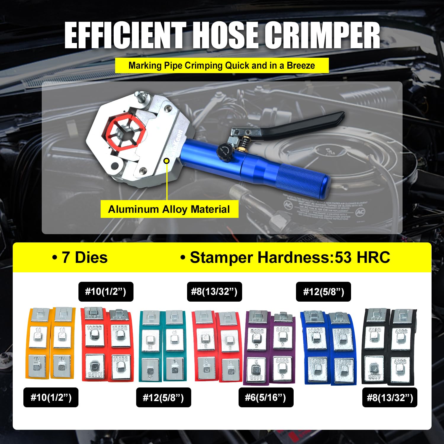 Hydraulic AC Hose Crimper Kit - Manual A/C Repair Tool for Air Conditioning Systems