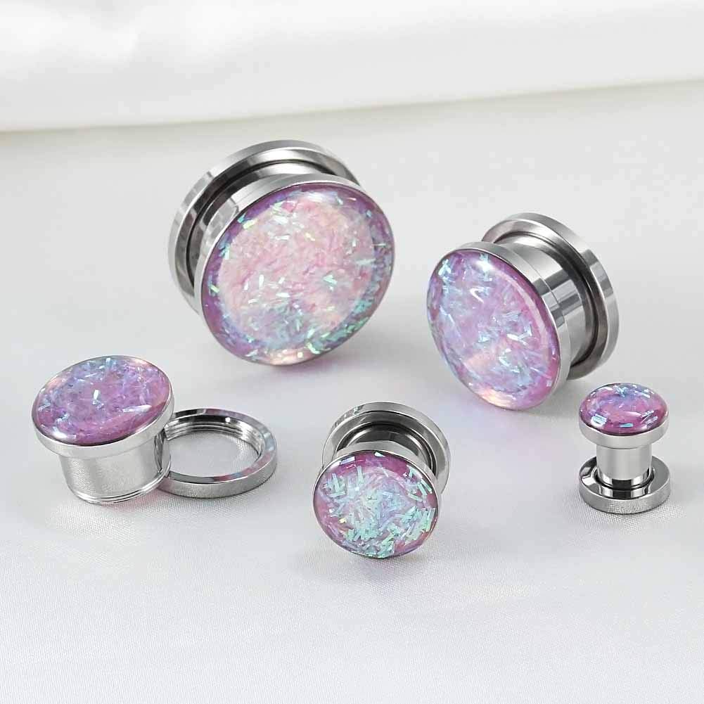 TBOSEN 6 PCS Big Cubic Zirconia Stainless Steel Screw Ear Gauges Plugs - Body Jewelry for Ear Stretching & Piercing - Perfect for Goth, Punk & Alternative Fashion Styles